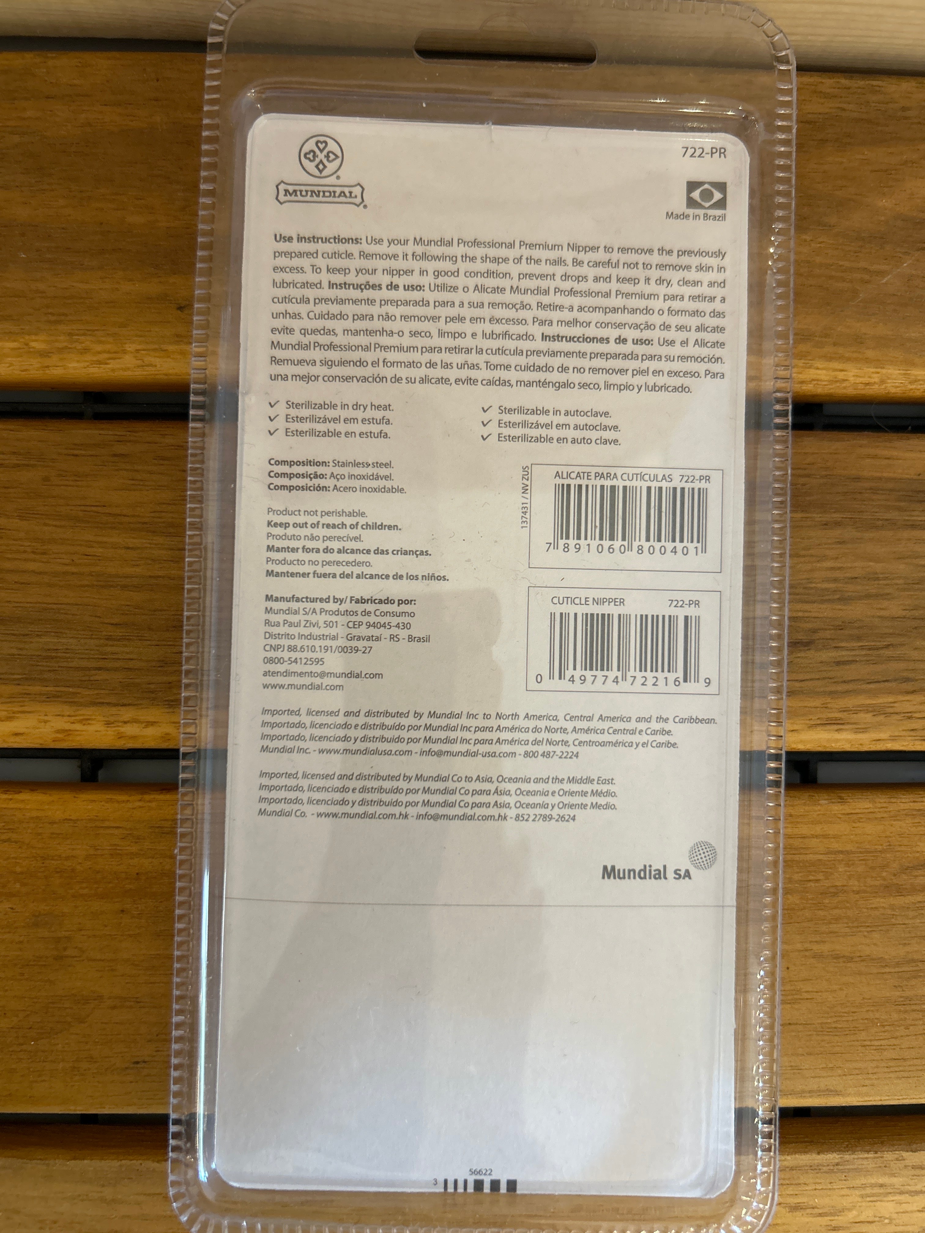 Pinza per cuticole professionale in acciaio inossidabile (Alicate para Cutícula Profissional 722) - MUNDIAL