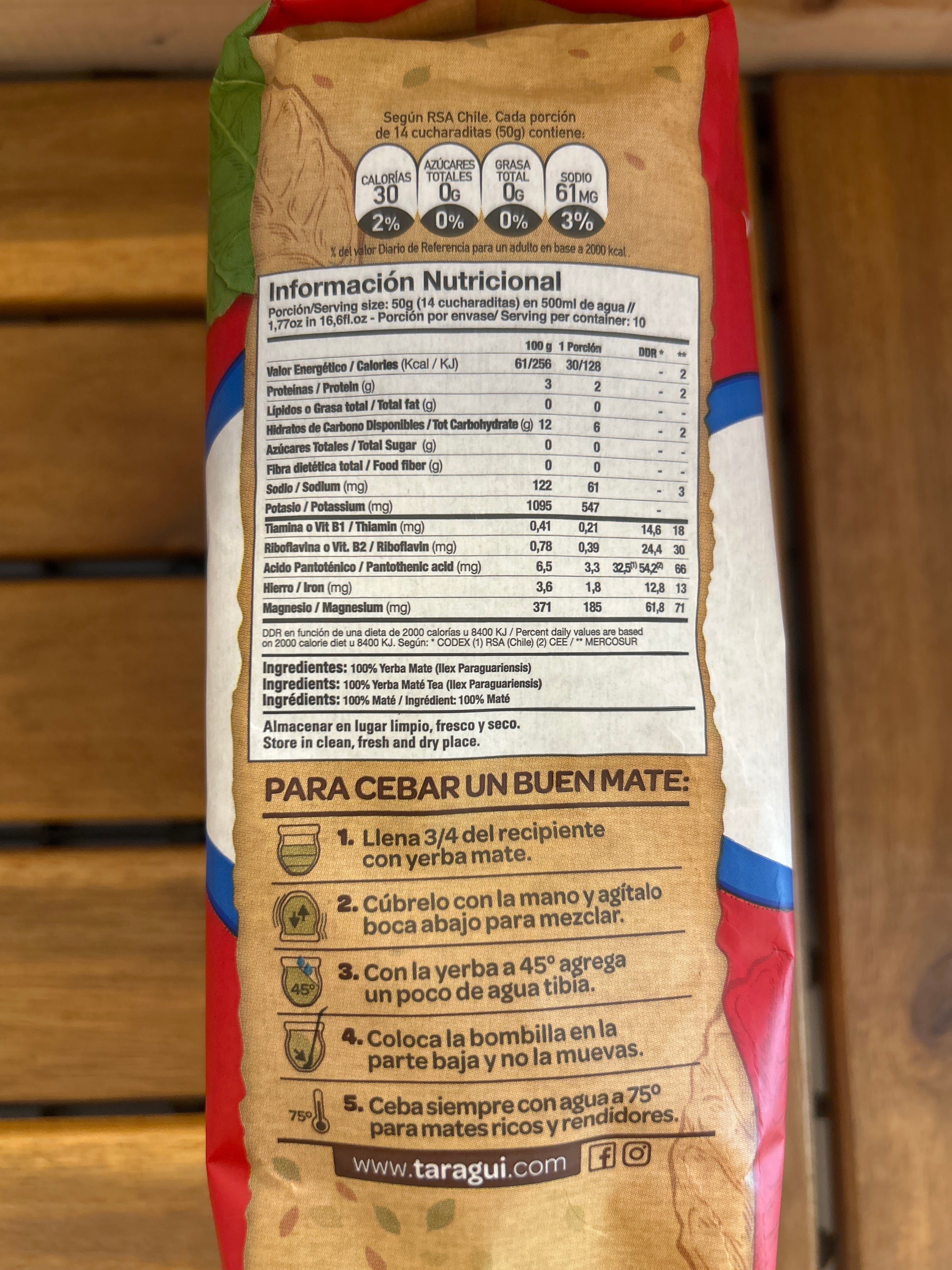 Yerba Mate d'Argentine (Erva Mate Chimarrão Argentina) - TARAGUI - 500g