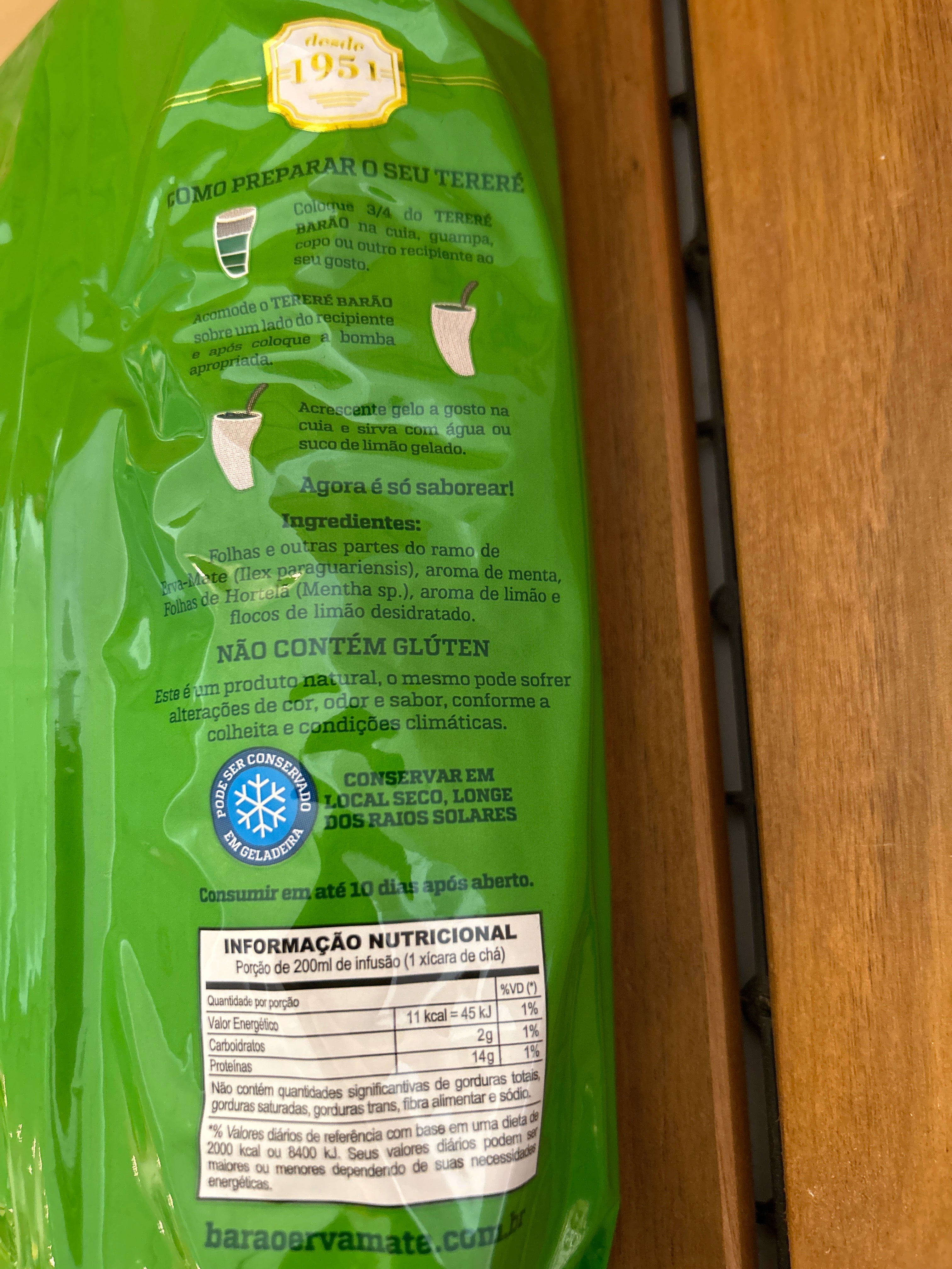 Yerba mate per Tereré gusto Menta e Limone fresco (Erva Mate para Tereré Menta e Limão Fresh) BARÃO - 500g