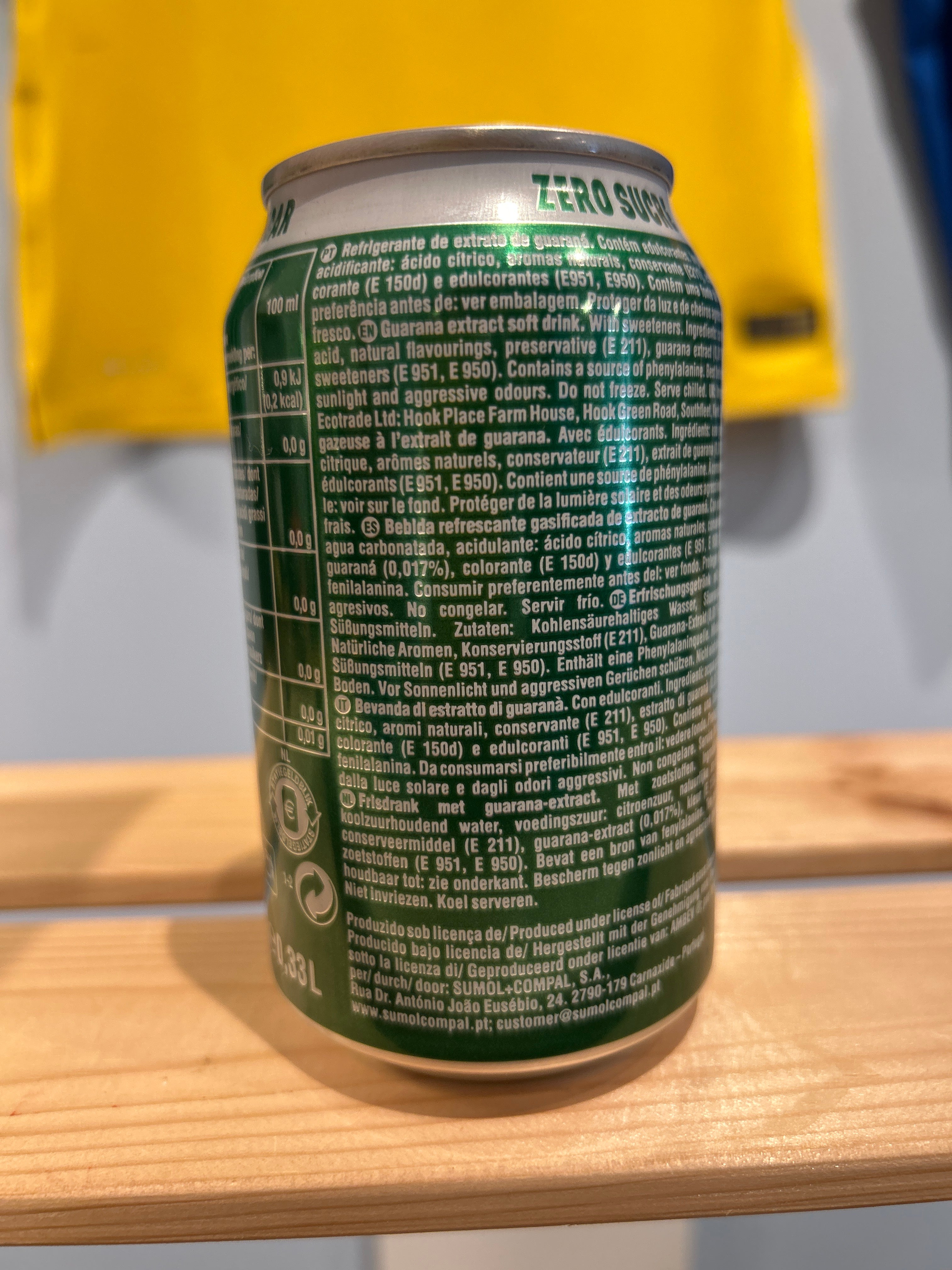 Soda brésilien au Guaraná sans sucre (Guaraná Antarctica zero) – 3 x 330ml