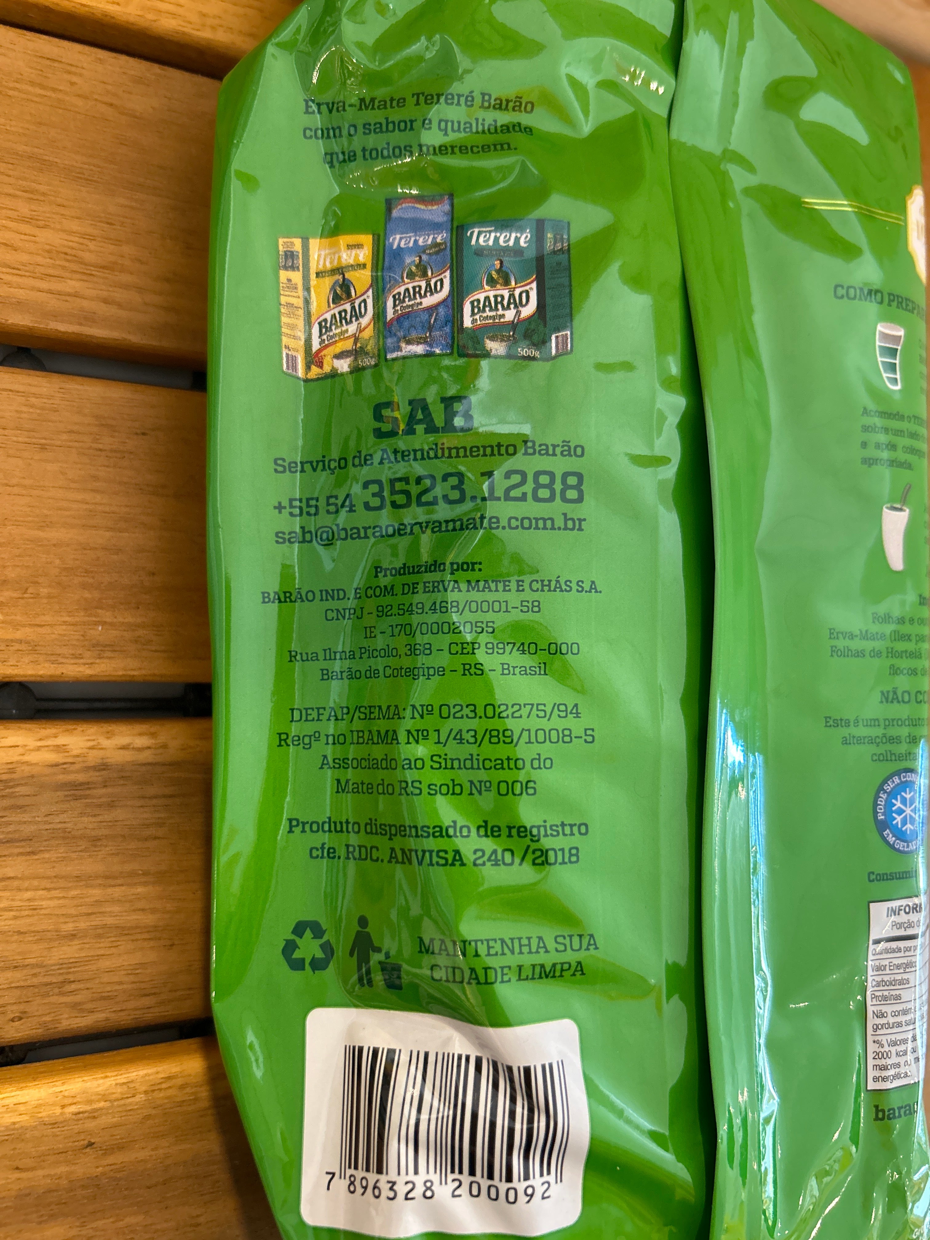 Yerba mate per Tereré gusto Menta e Limone fresco (Erva Mate para Tereré Menta e Limão Fresh) BARÃO - 500g