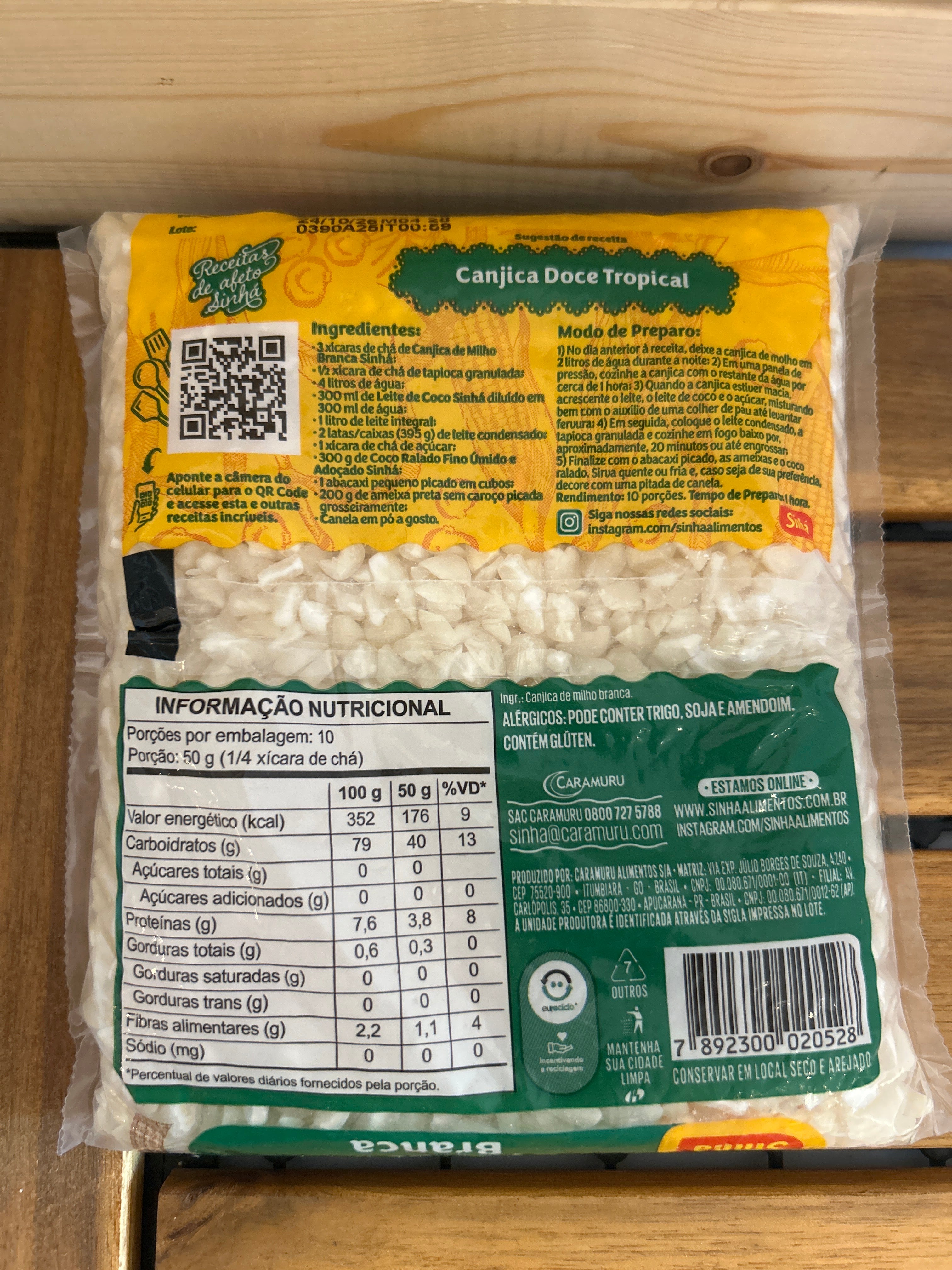 Maïs sec blanc “Hominy” (Canjica Branca) - Sinhá - 400g