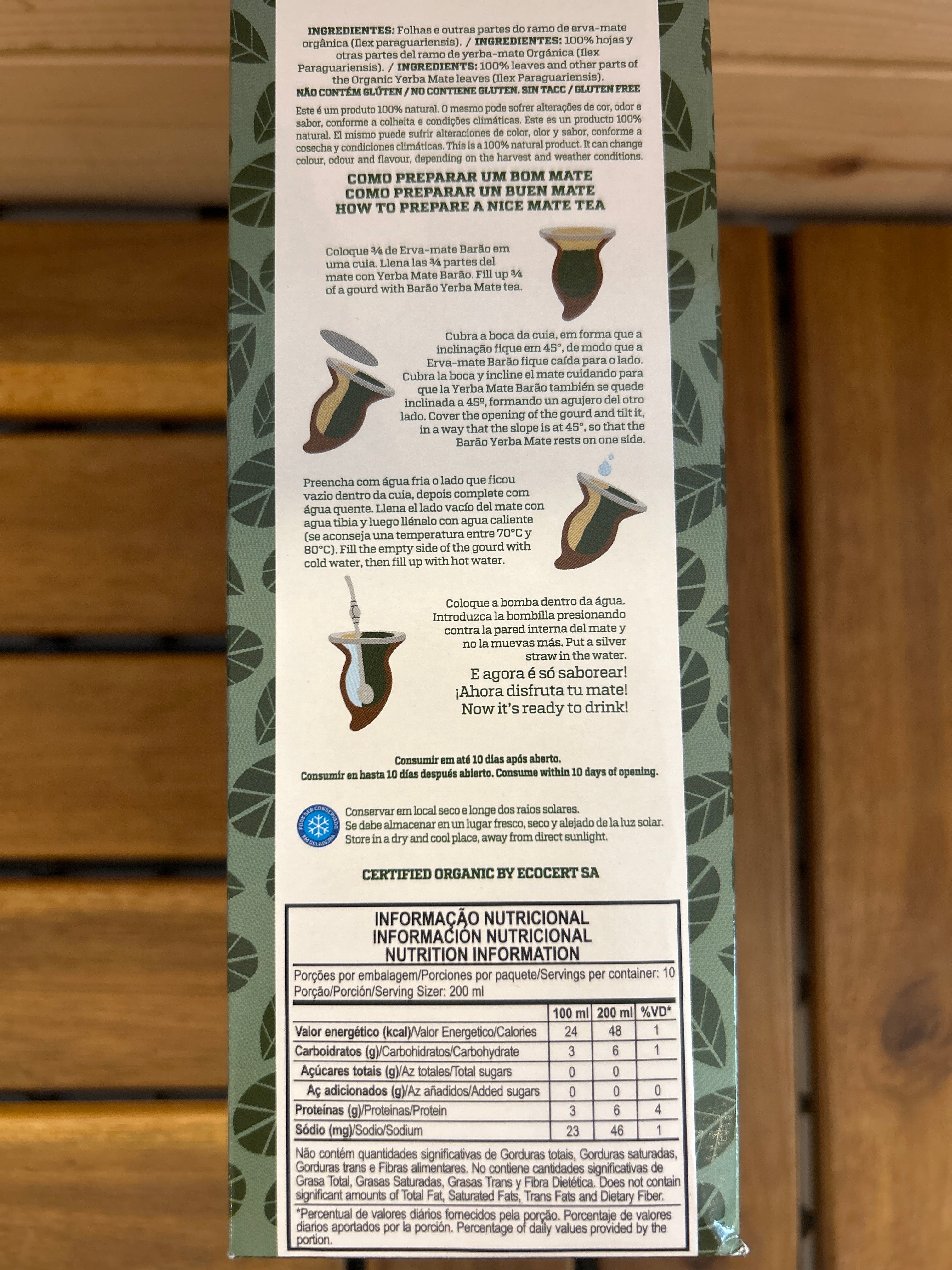 Organic yerba mate (Organic Erva Mate for Chimarrão) BARÃO - 1kg