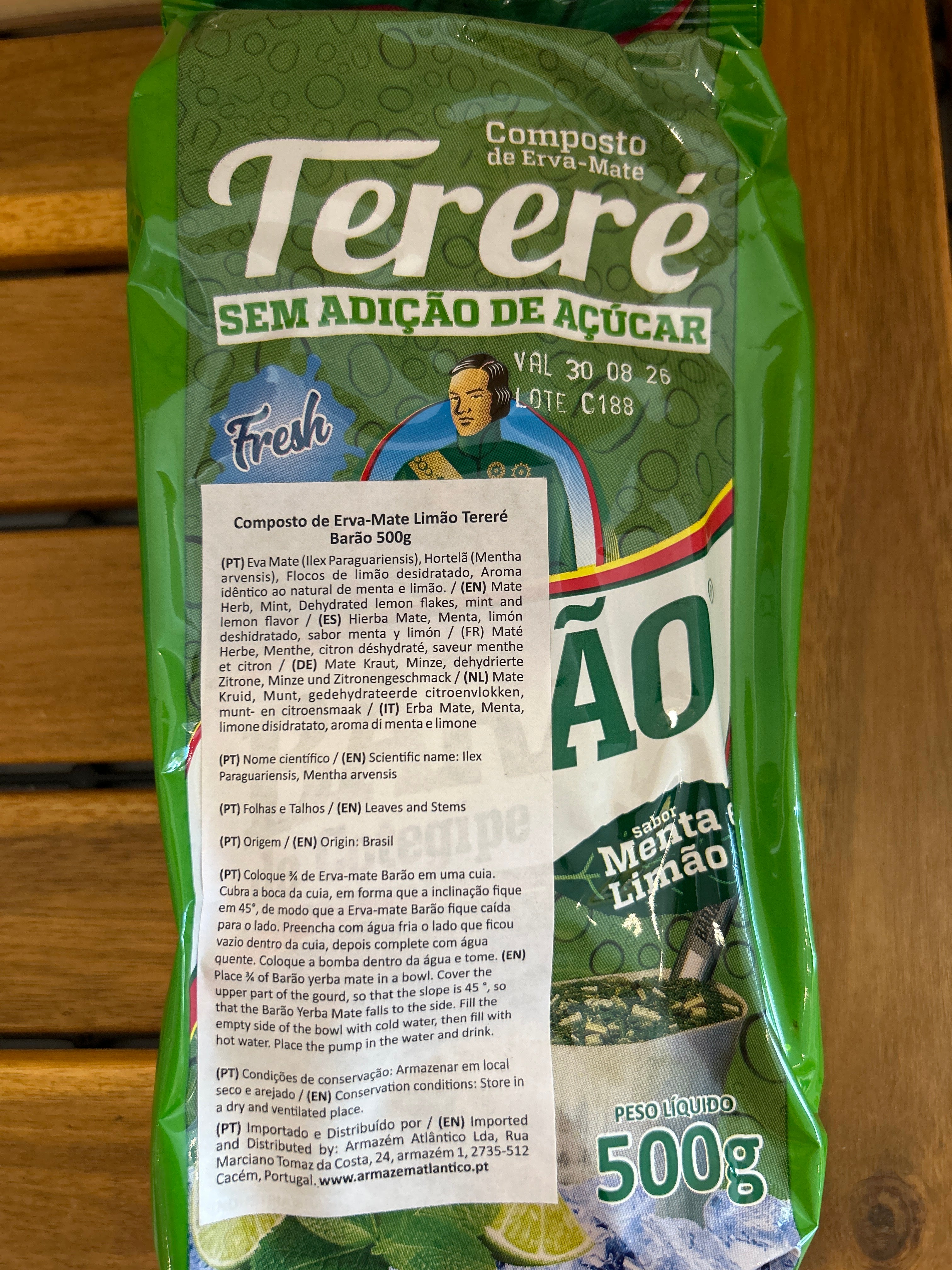 Yerba mate per Tereré gusto Menta e Limone fresco (Erva Mate para Tereré Menta e Limão Fresh) BARÃO - 500g