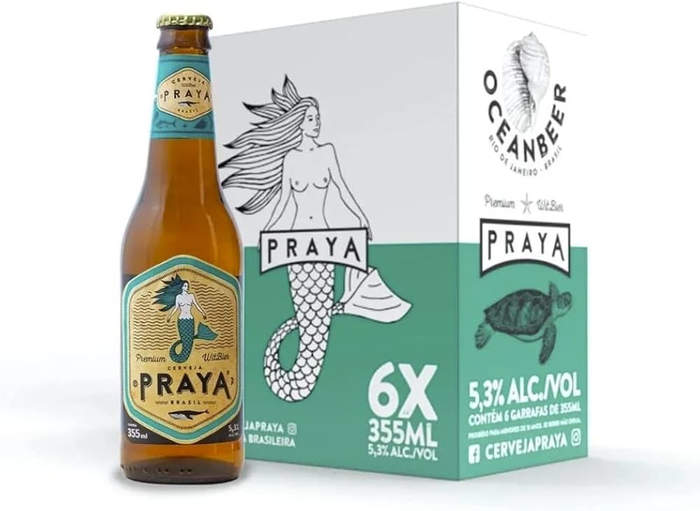 Pack de 6 unités - Bière brésilienne blanche PRAYA bouteille (Bière blanche - PRAYA) - Bouteille 355 ml - Praya
