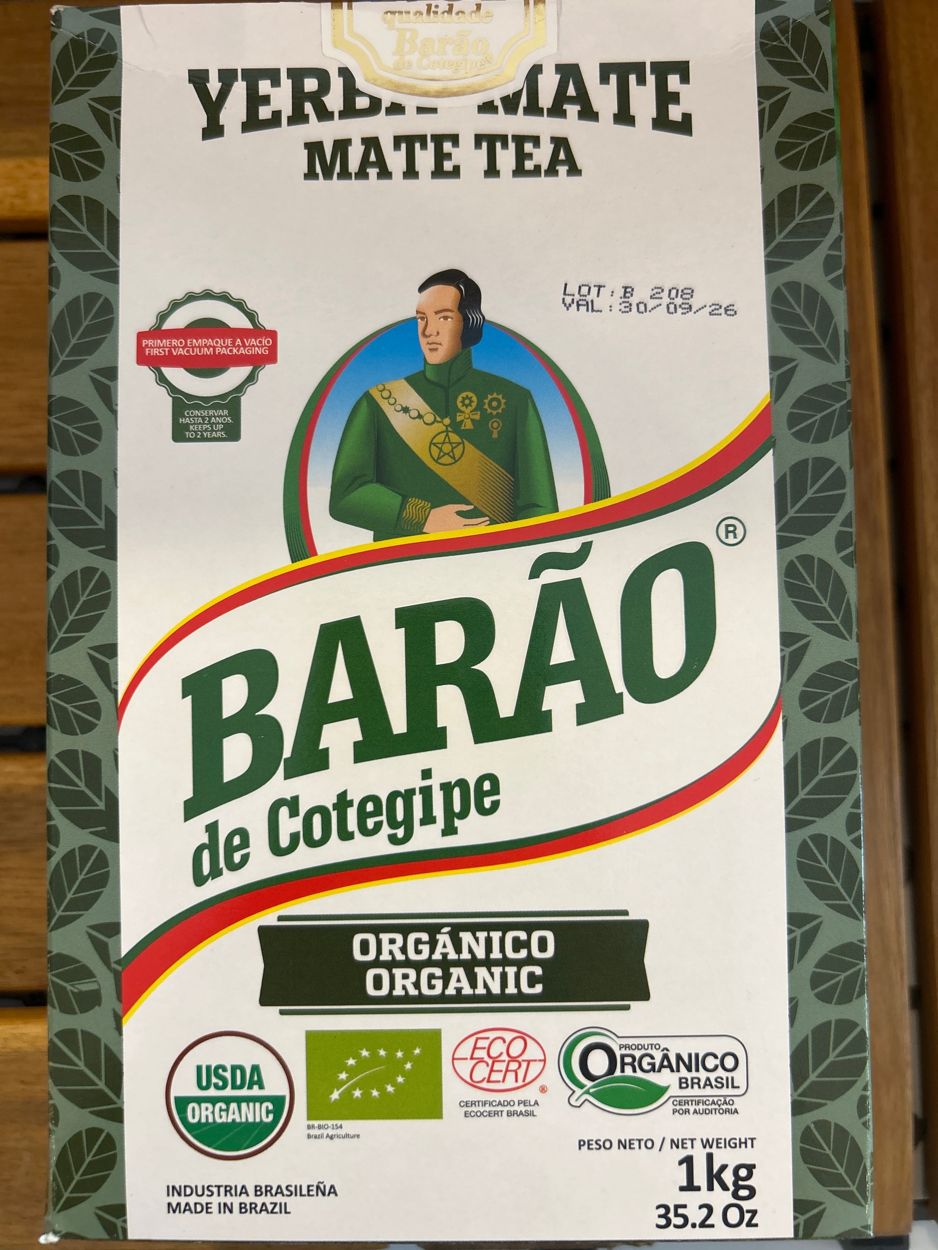 Organic yerba mate (Organic Erva Mate for Chimarrão) BARÃO - 1kg