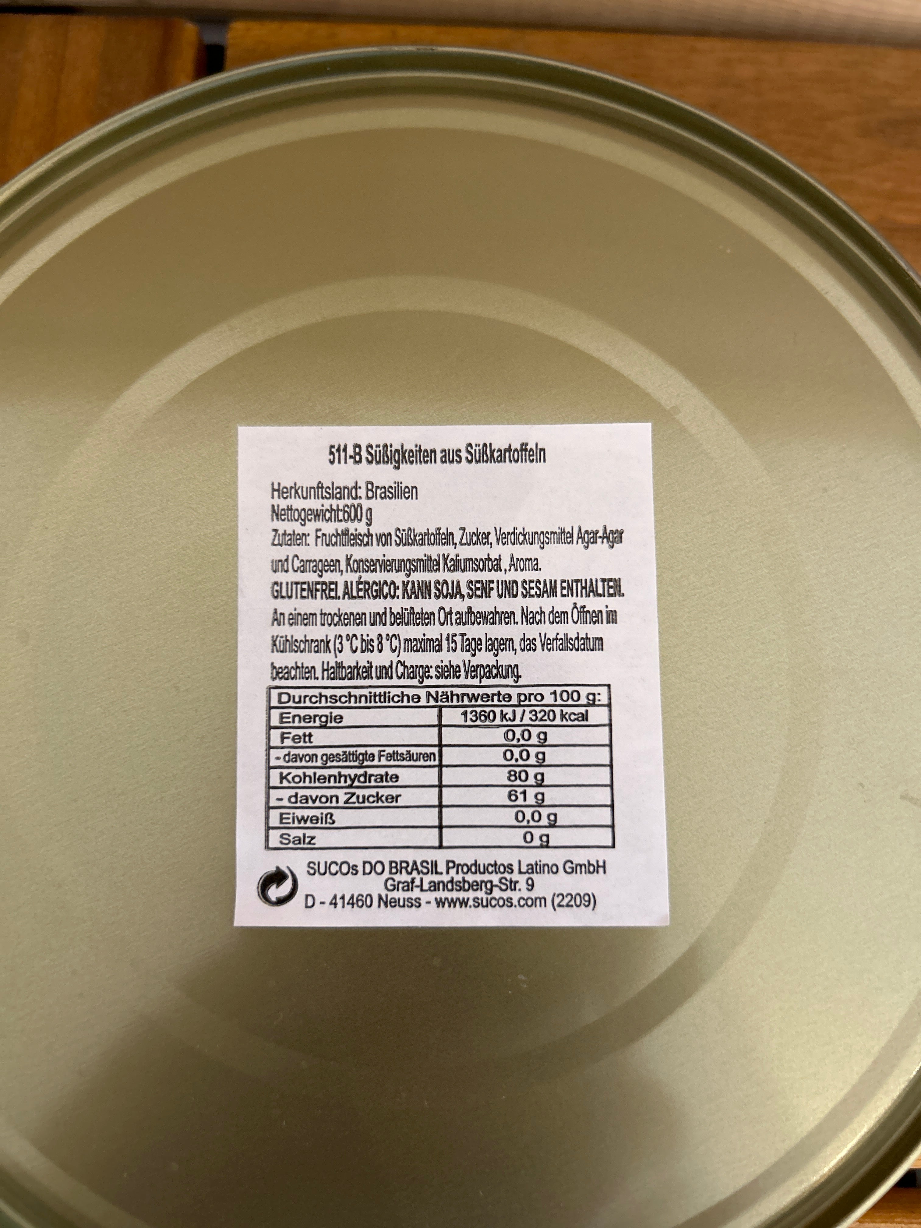 Pâte de fruit à la Patate Douce en bloc (Marrom Glacê Lata) - PREDILECTA - 600g
