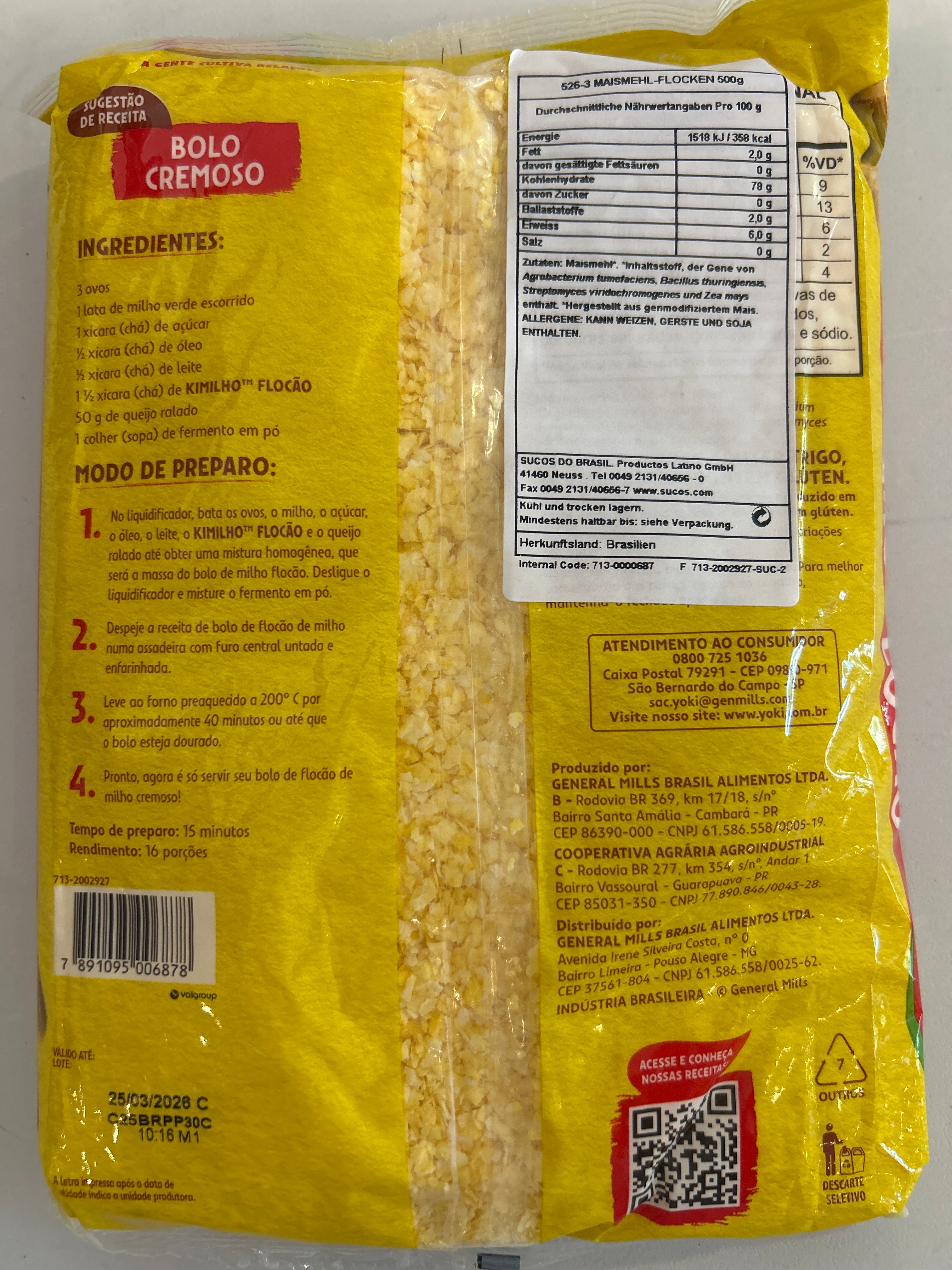 Combo - Farinha de Milho Kimilho Flocão - YOKI - 500g - Compre 10 unidades e ganhe 10% de desconto