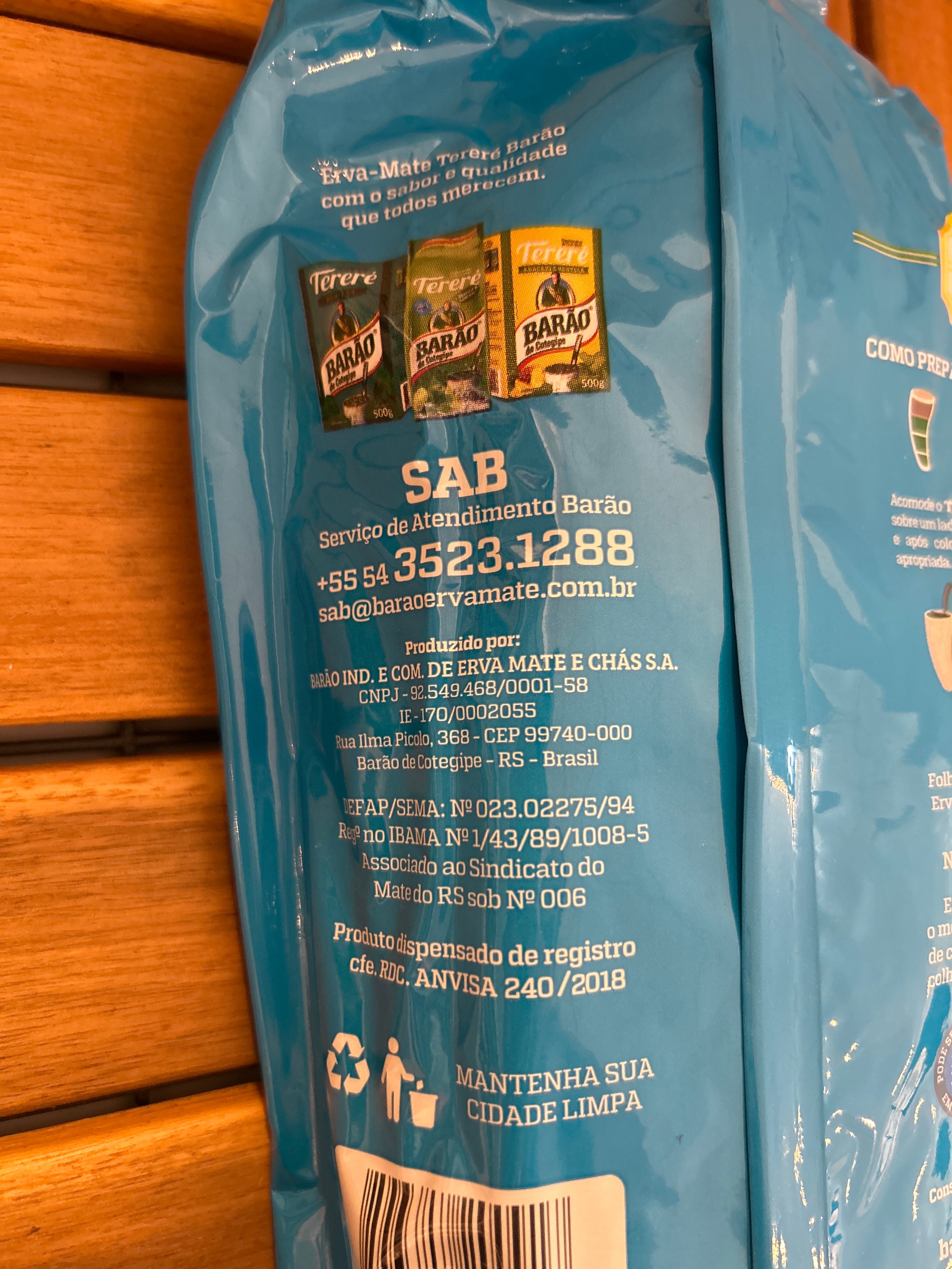 Yerba mate per mate Tereré (Erba Mate per Tereré) - BARÃO - 500g