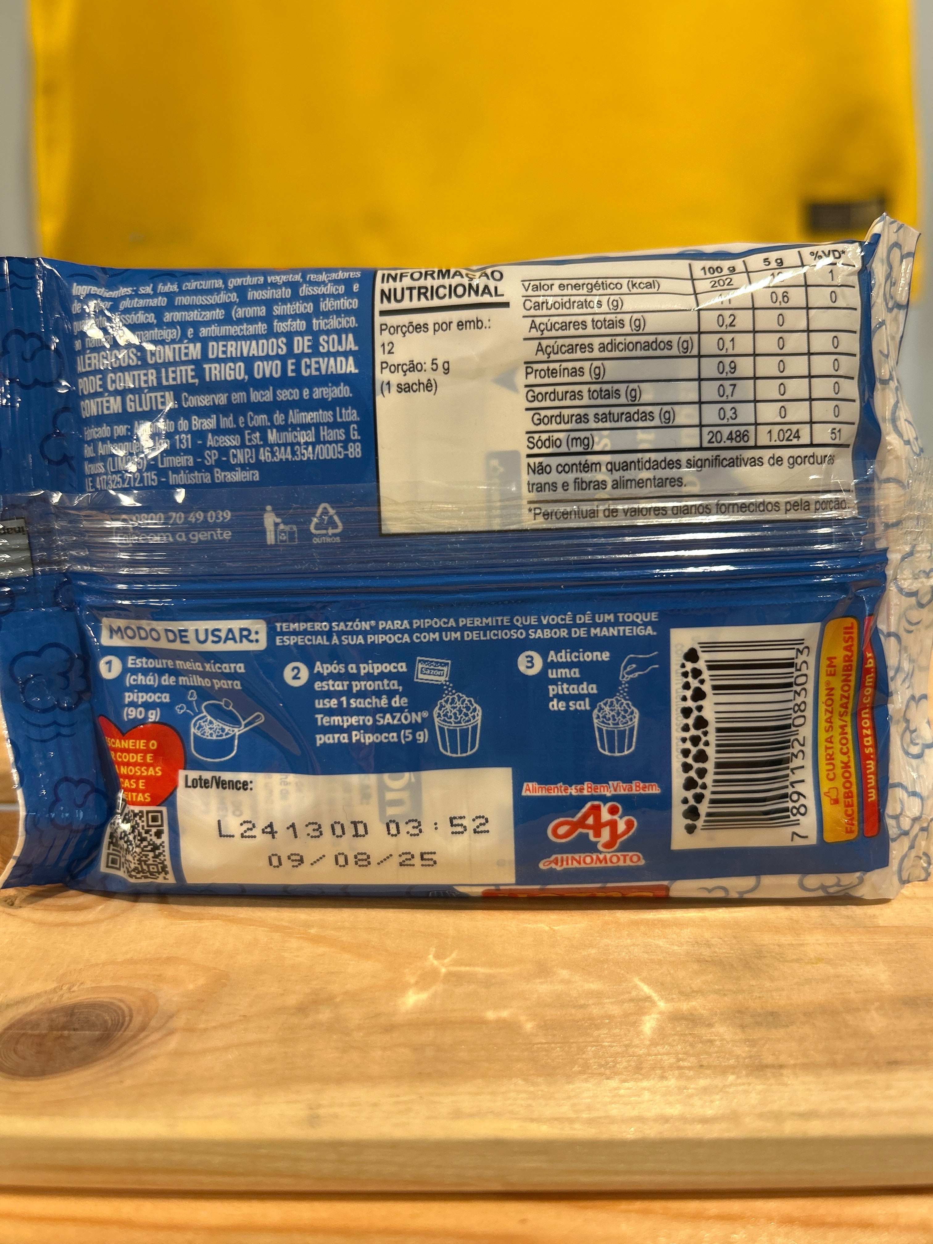 Assaisonnement pour pop corn ( beurre )(Tempero para Pipoca Manteiga) - SAZÓN - 60g