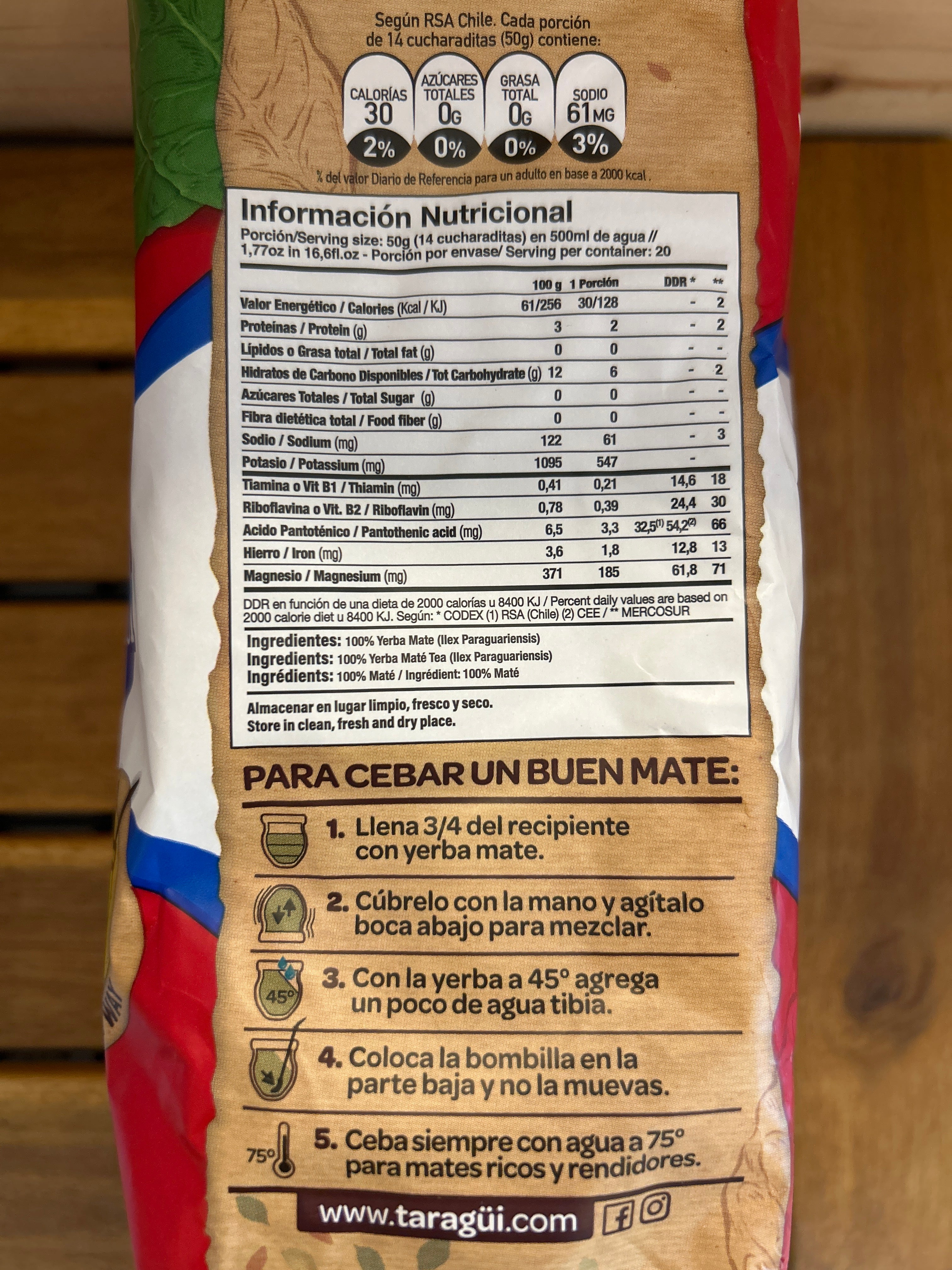 Argentine Yerba Mate (Erva Mate Chimarrão Argentina) - TARAGUI - 1kg