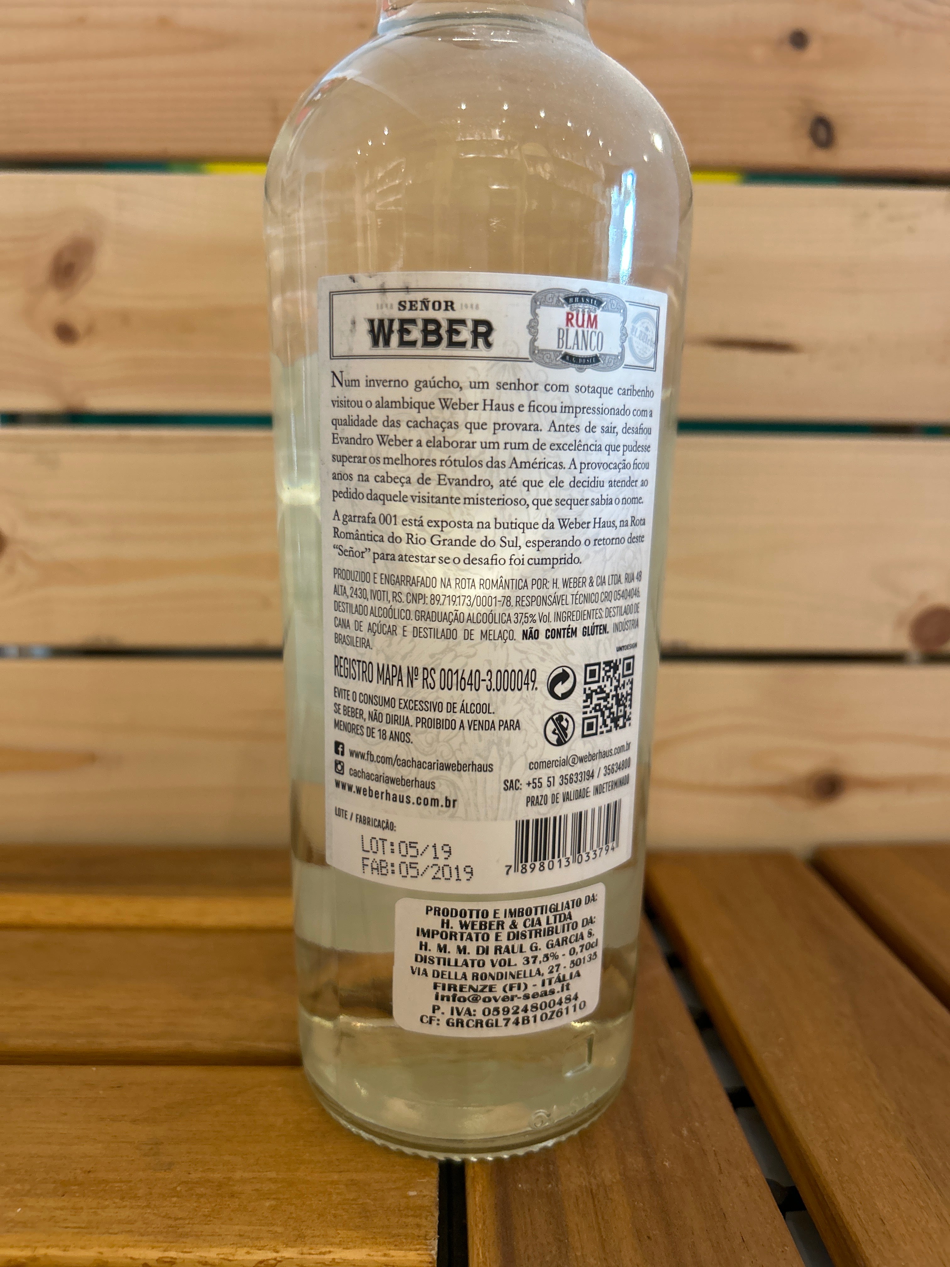 Rhum Argent Senhor Weber (Rhum Brésilien Silver Senhor Weber) - WEBER HAUS - 700ml