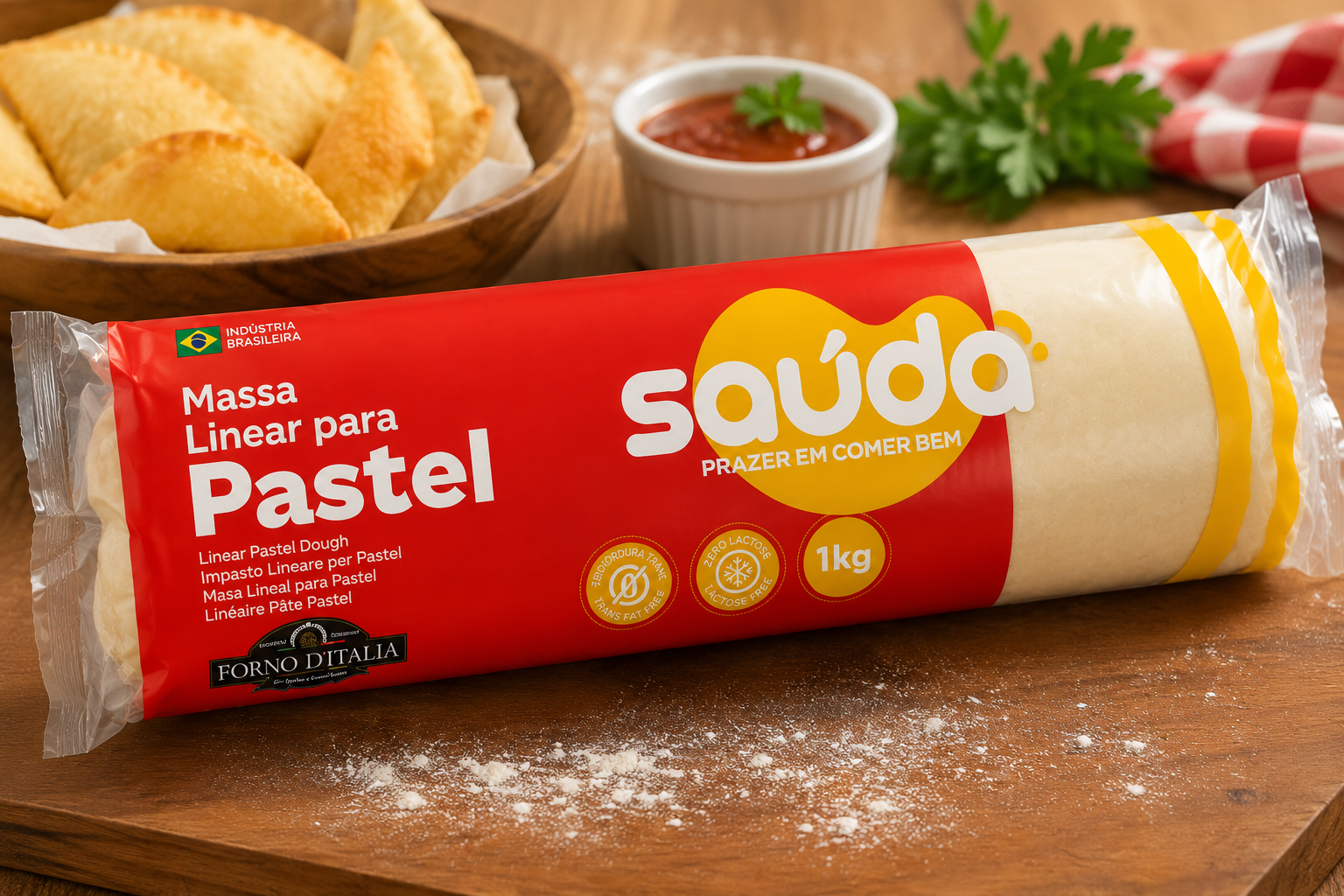 Pâte pour Pastel Surgelée (Massa para Pastel Congelada) - Saúda - 1kg