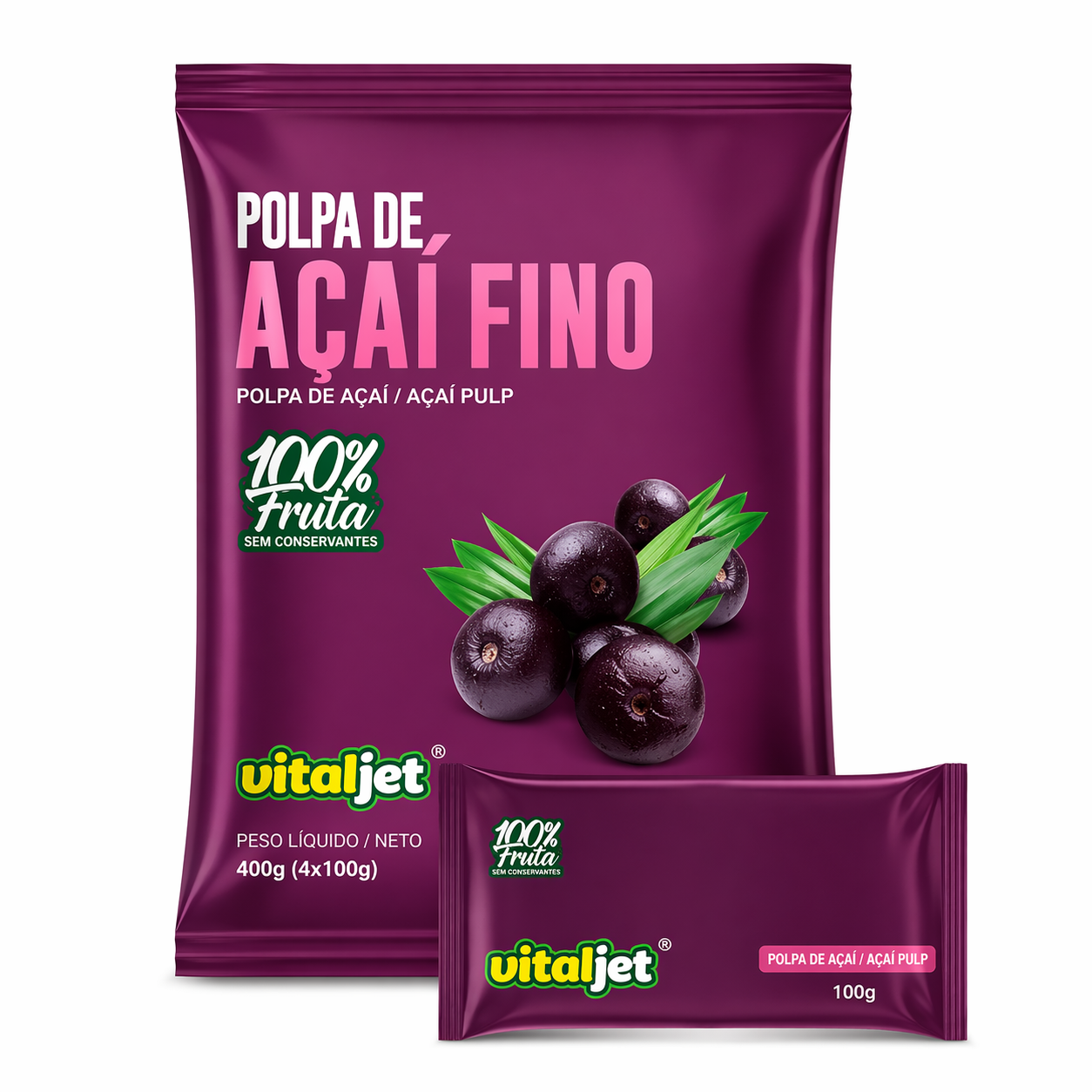 Pulpe d’Açaí (Pulpe d’Açaí) - VITALJET - 4x100g
