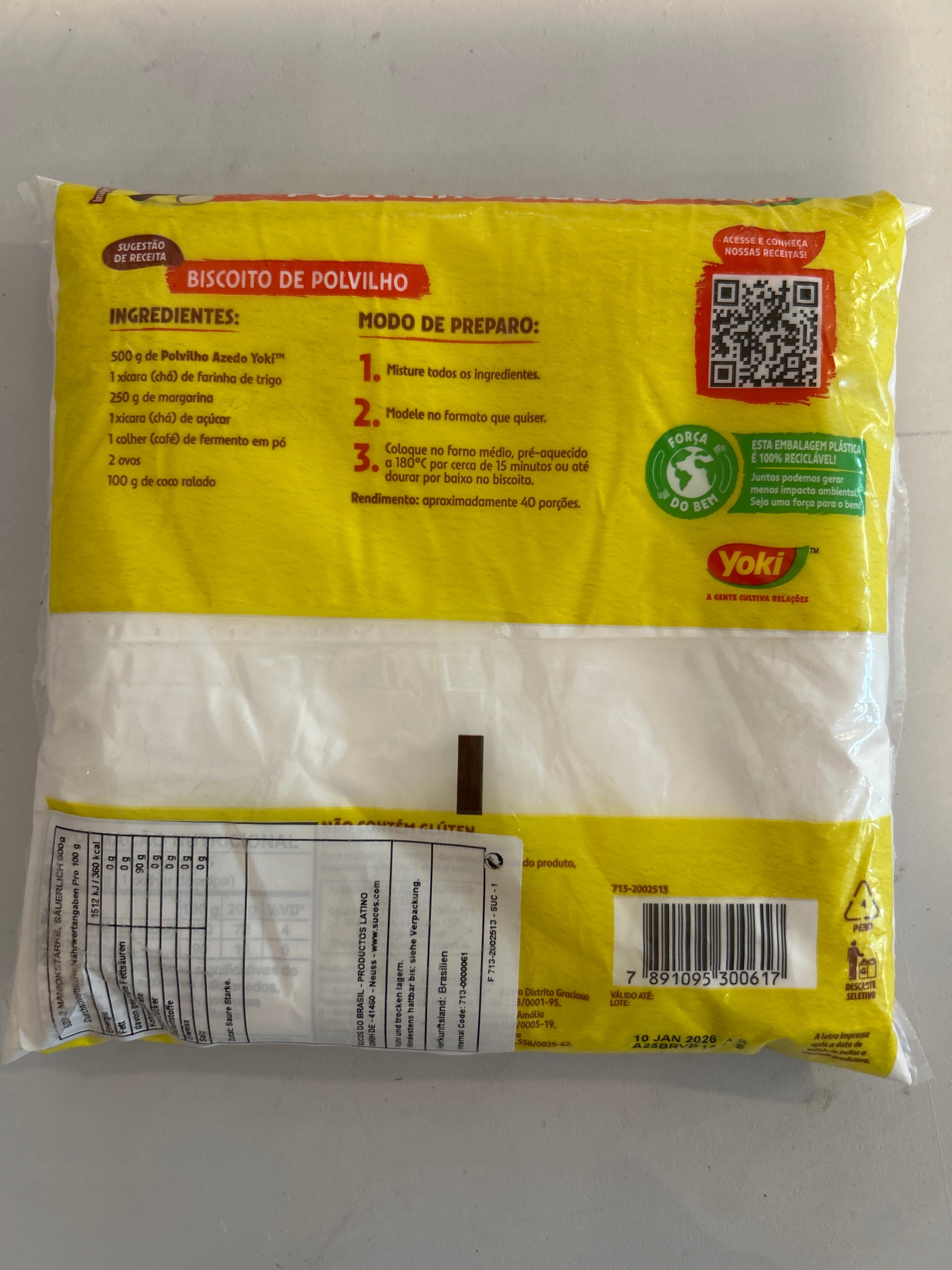 Combo - Polvilho Azedo - YOKI - 500g - Compre 3 unidades e ganhe 10% de desconto