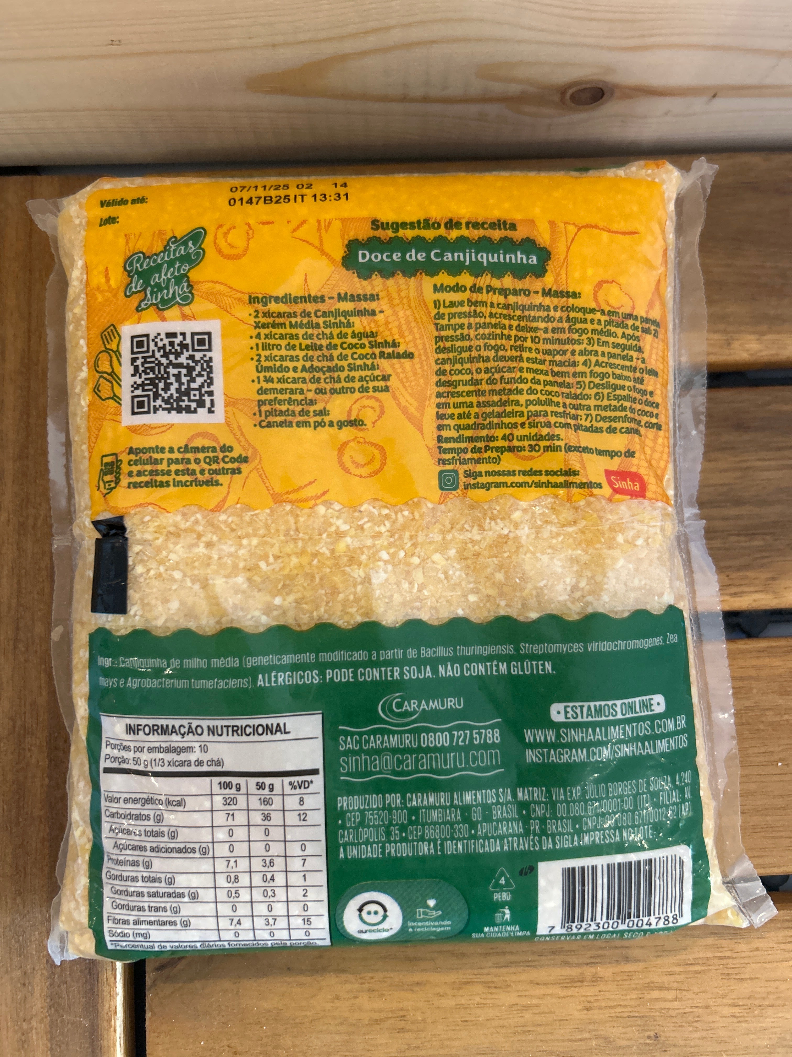 Maïs sec cassé « Hominy » (Canjiquinha Xerém Média Jaune) - Sinhá - 500g
