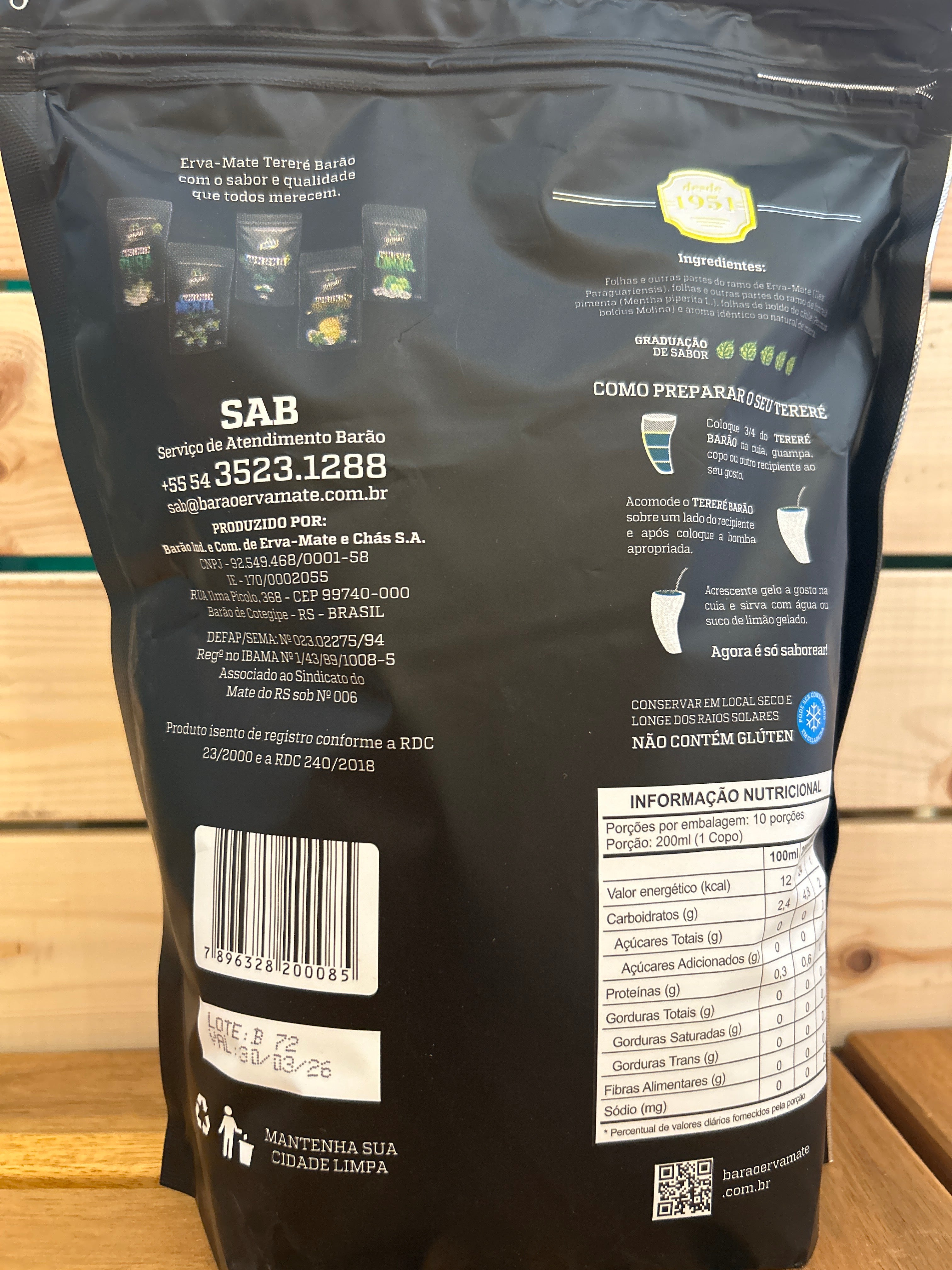 Yerba mate for tereré Mint and boldo (Yerba Mate for Tereré Mint and Boldo) BARÃO - 500g