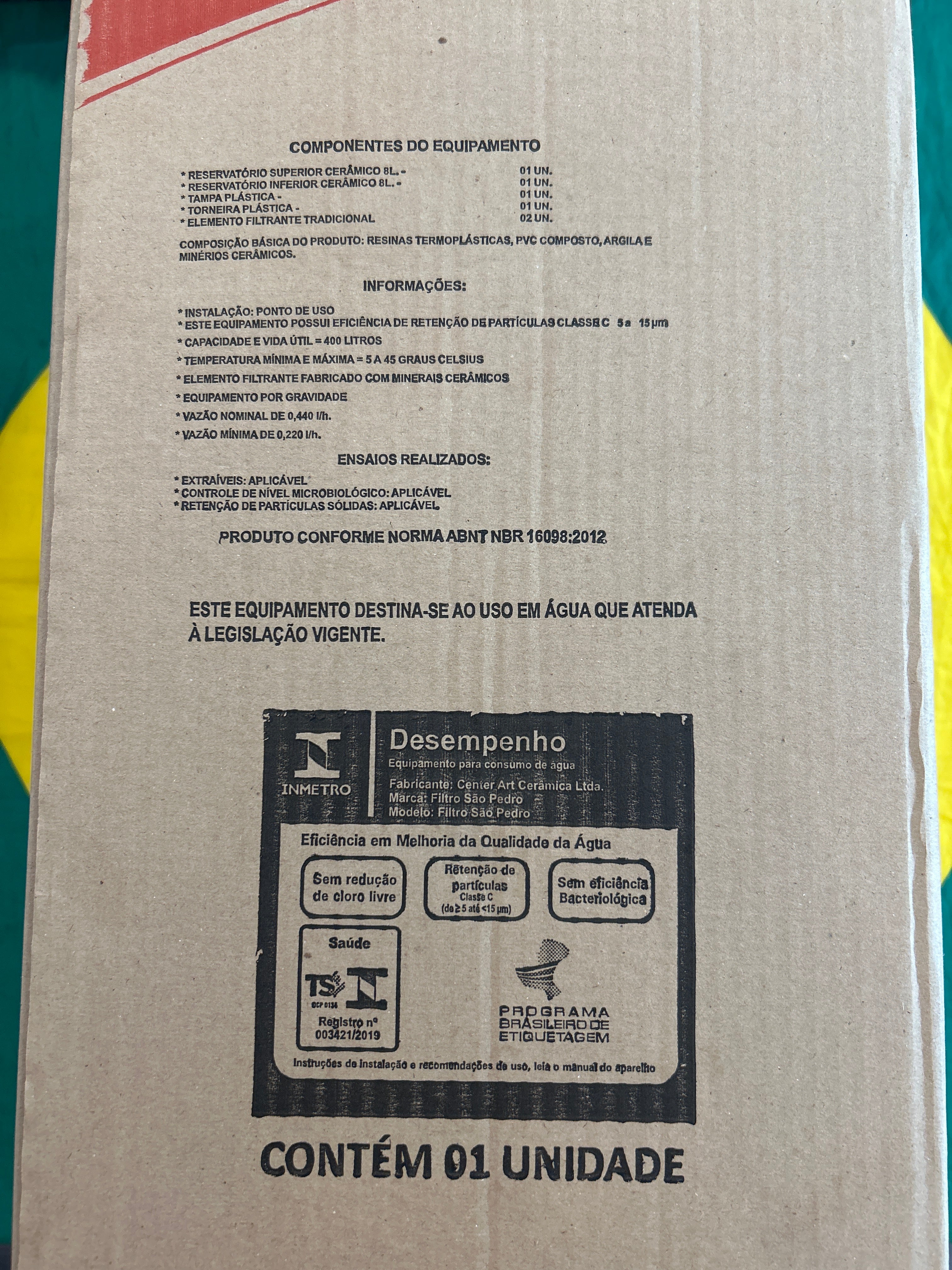 Filtre en Argile - (Filtro de Barro) - SÃO PEDRO - 8L