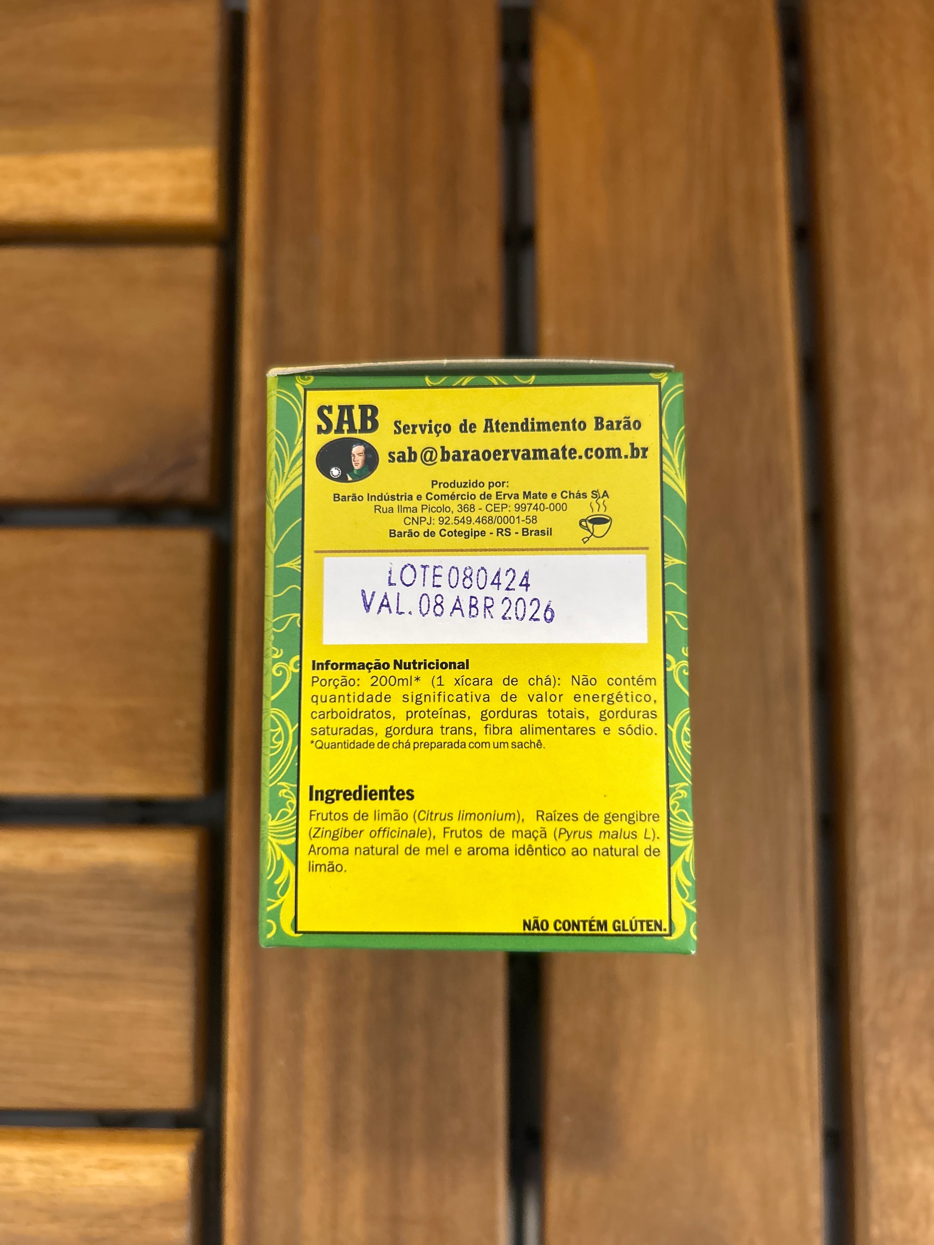 Tisana al limone, zenzero e miele (10 bustine) BARÃO
