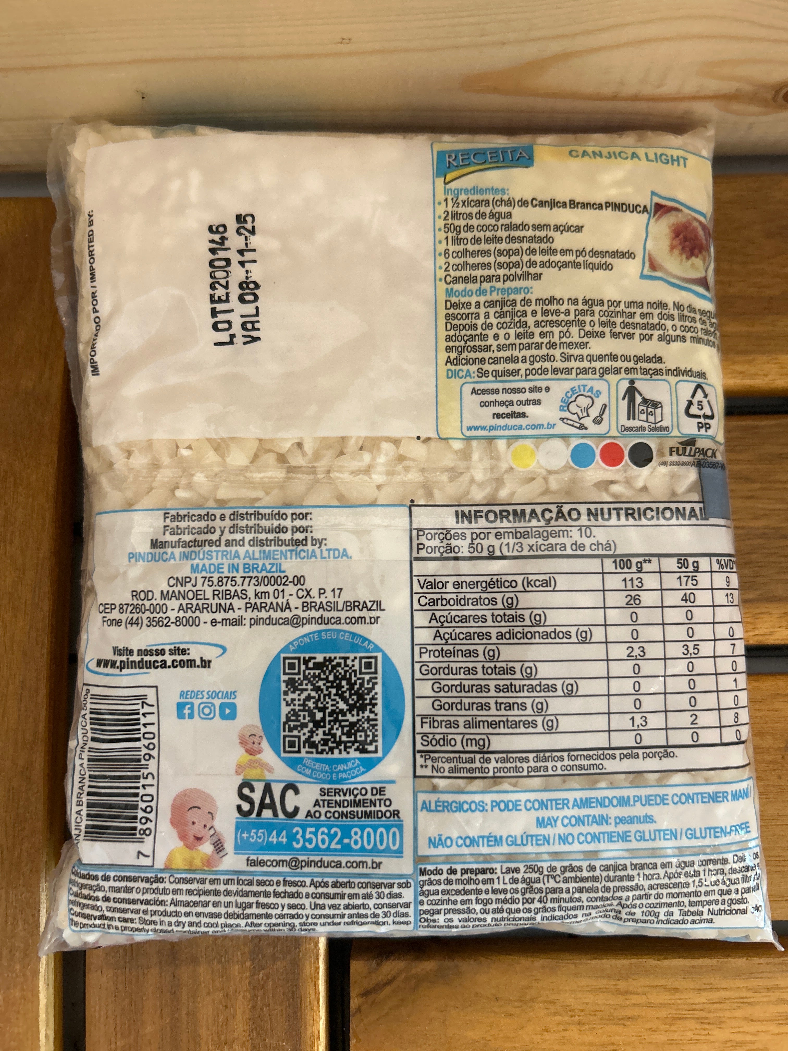 White dry corn "Hominy" (Canjica Branca) - PINDUCA - 500g