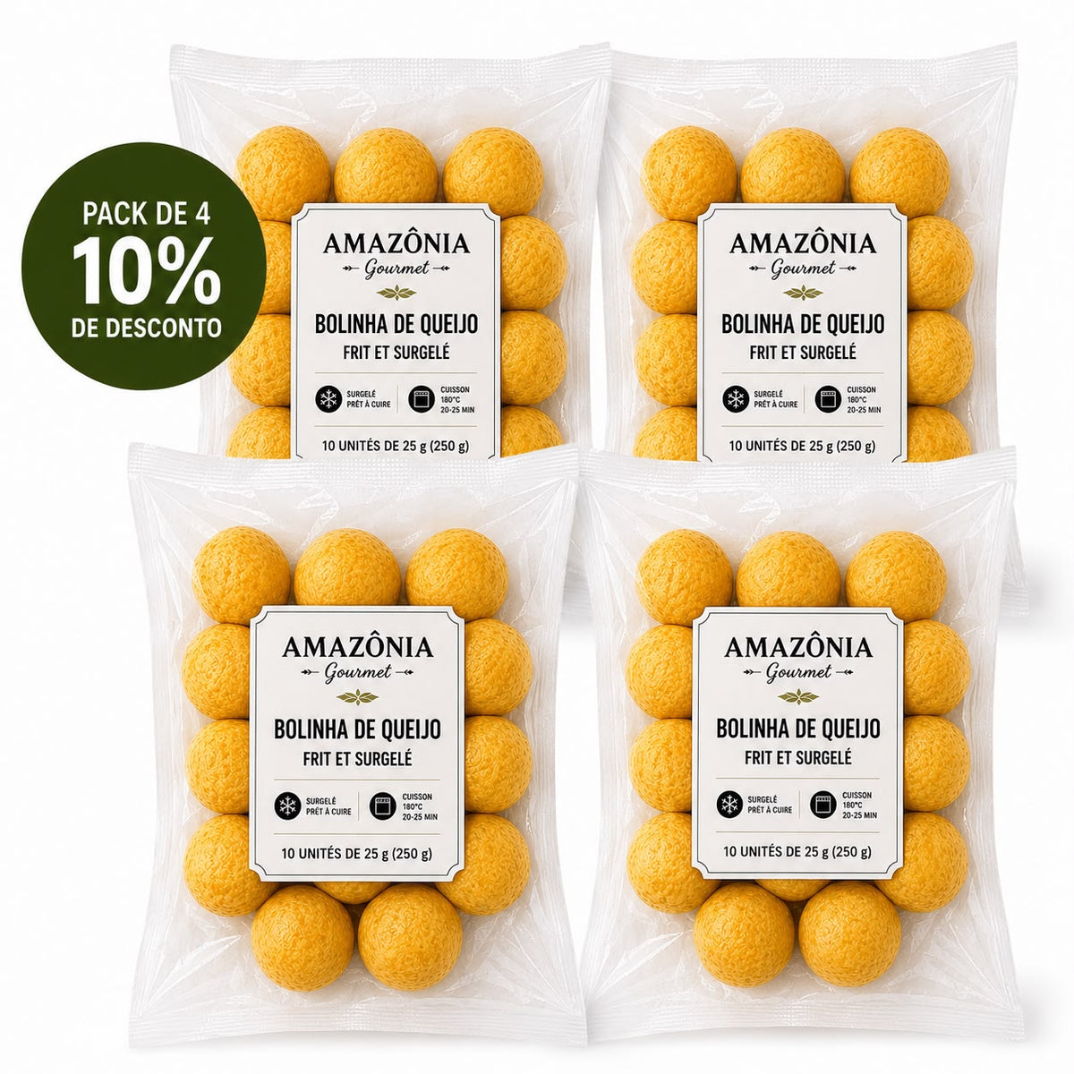 Cheese bites (Bolinha de Queijo) – fried and frozen – Pack of 4 – 40 units of 25 g (1 kg)