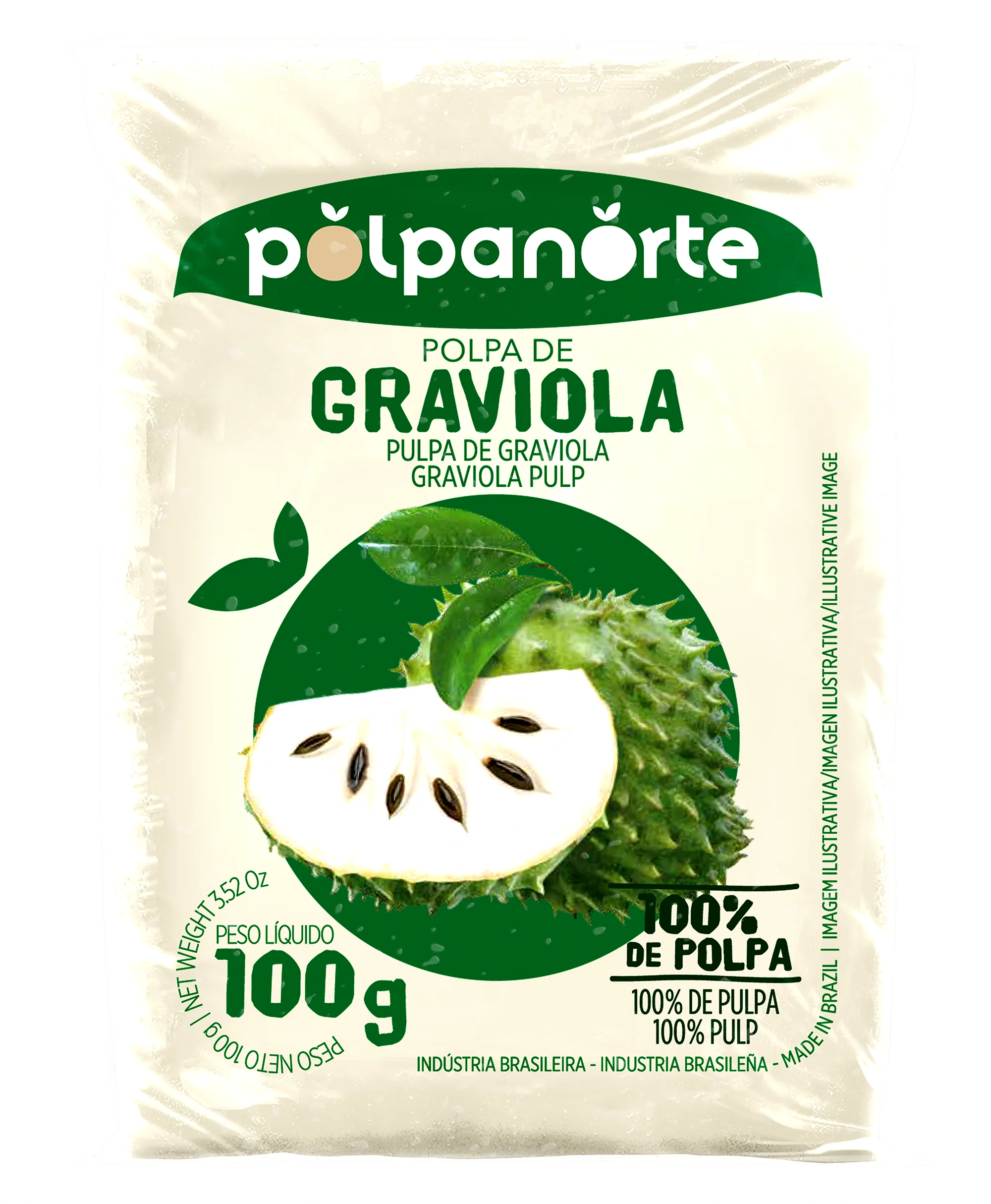 Pulpe de Corossol Congelée (Pulpe de Graviola) - Polpanorte - 100 g