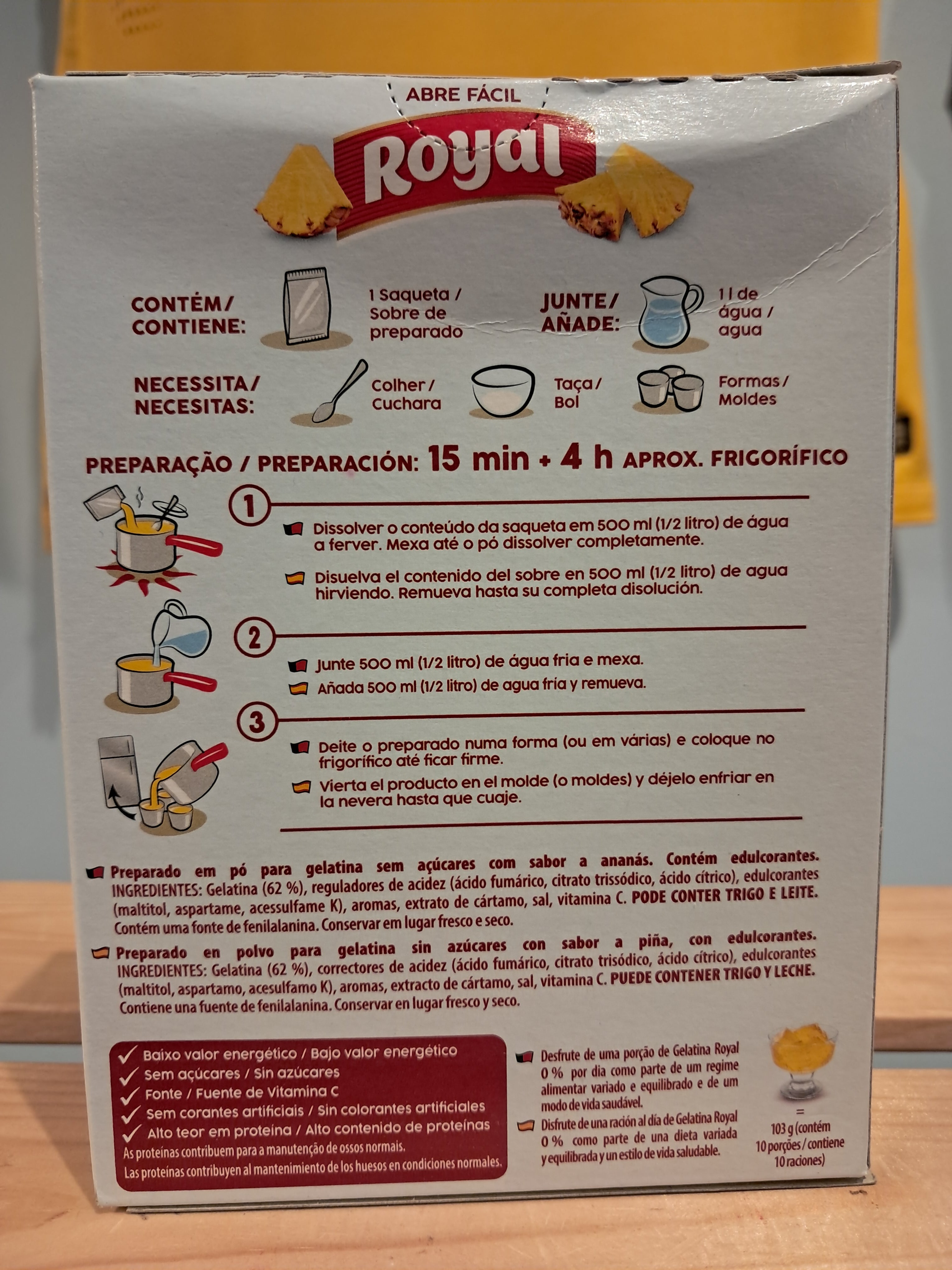 Light Pineapple Powdered Gelatin - ROYAL - 31g