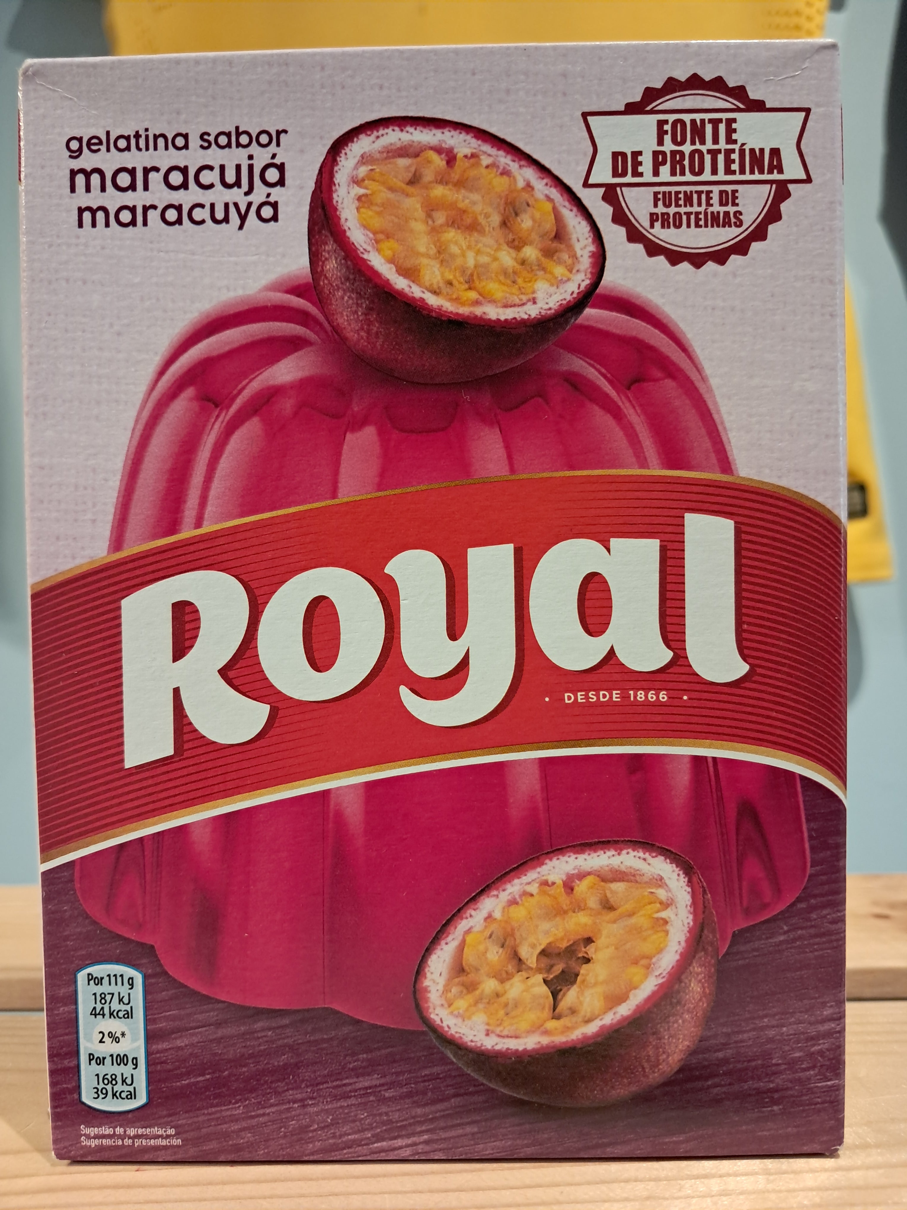 Gélatine en poudre saveur passion (Gelée en poudre fruit de la passion) - ROYAL - 114g - Pqt c/ 2 sachets