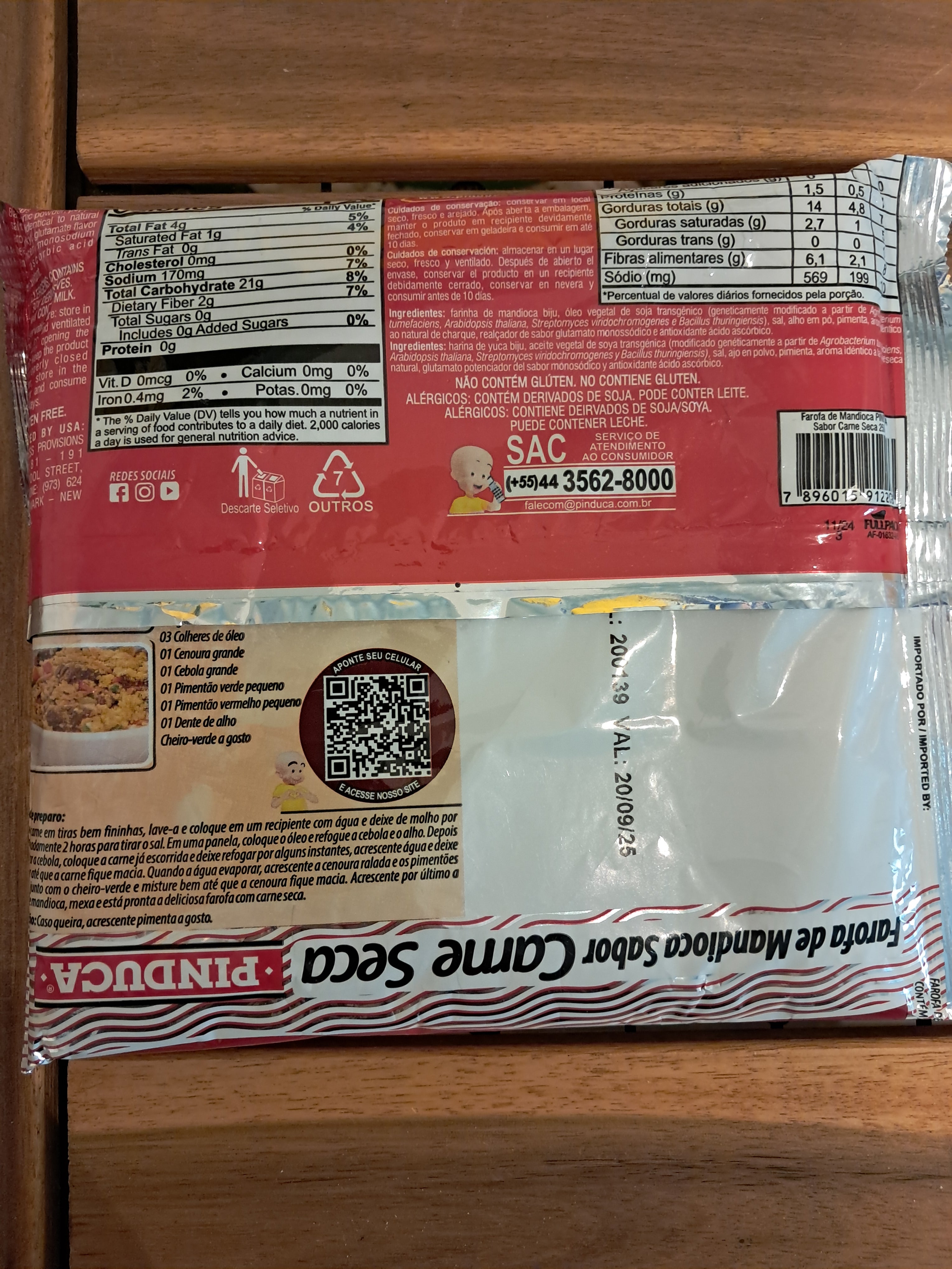 Farofa di Manioca con Carne Secca (Farofa di Mandioca Carne Seca) - PINDUCA - 250g