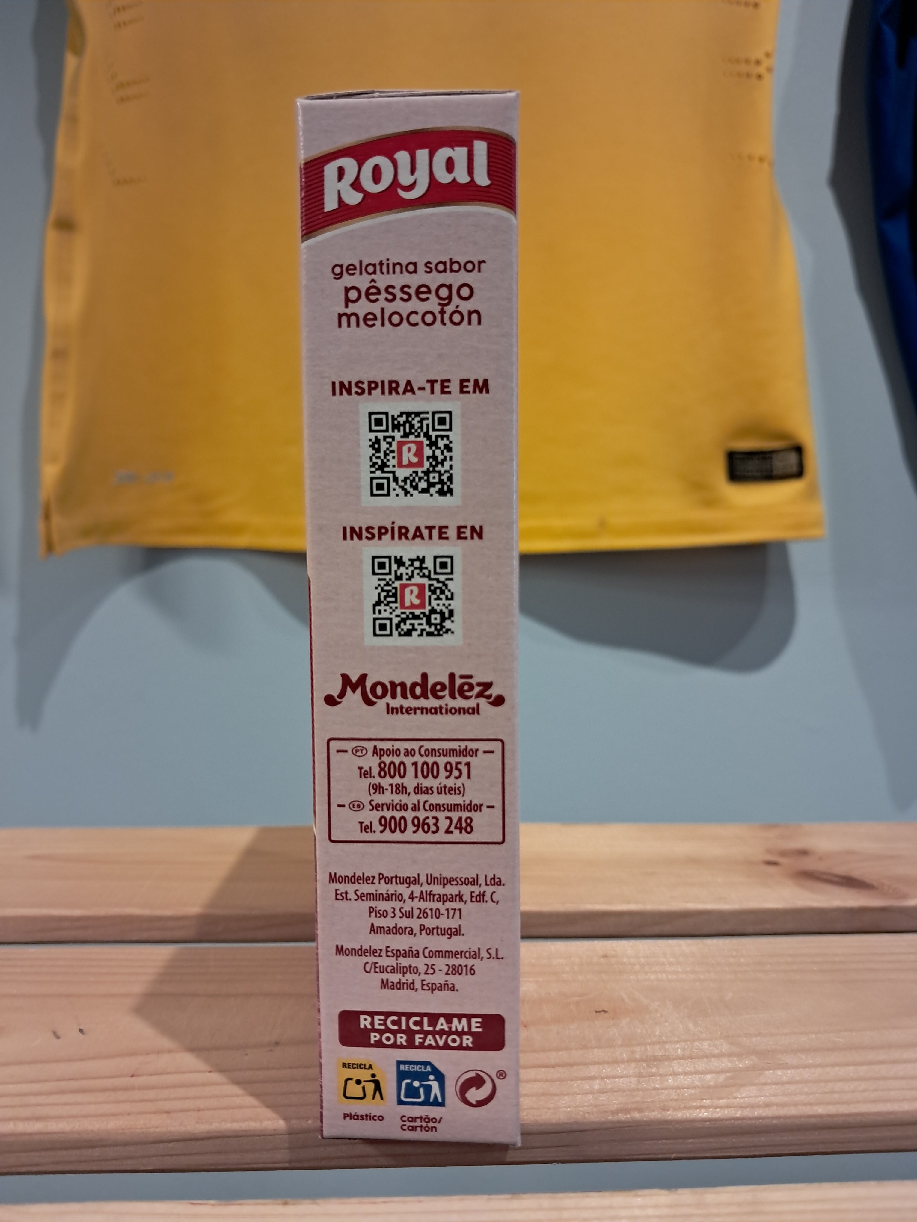 Gélatine en Poudre Saveur Pêche (Gelatina em Pó Pêssego) - ROYAL - 114g - Pct c/ 2 saquinhos