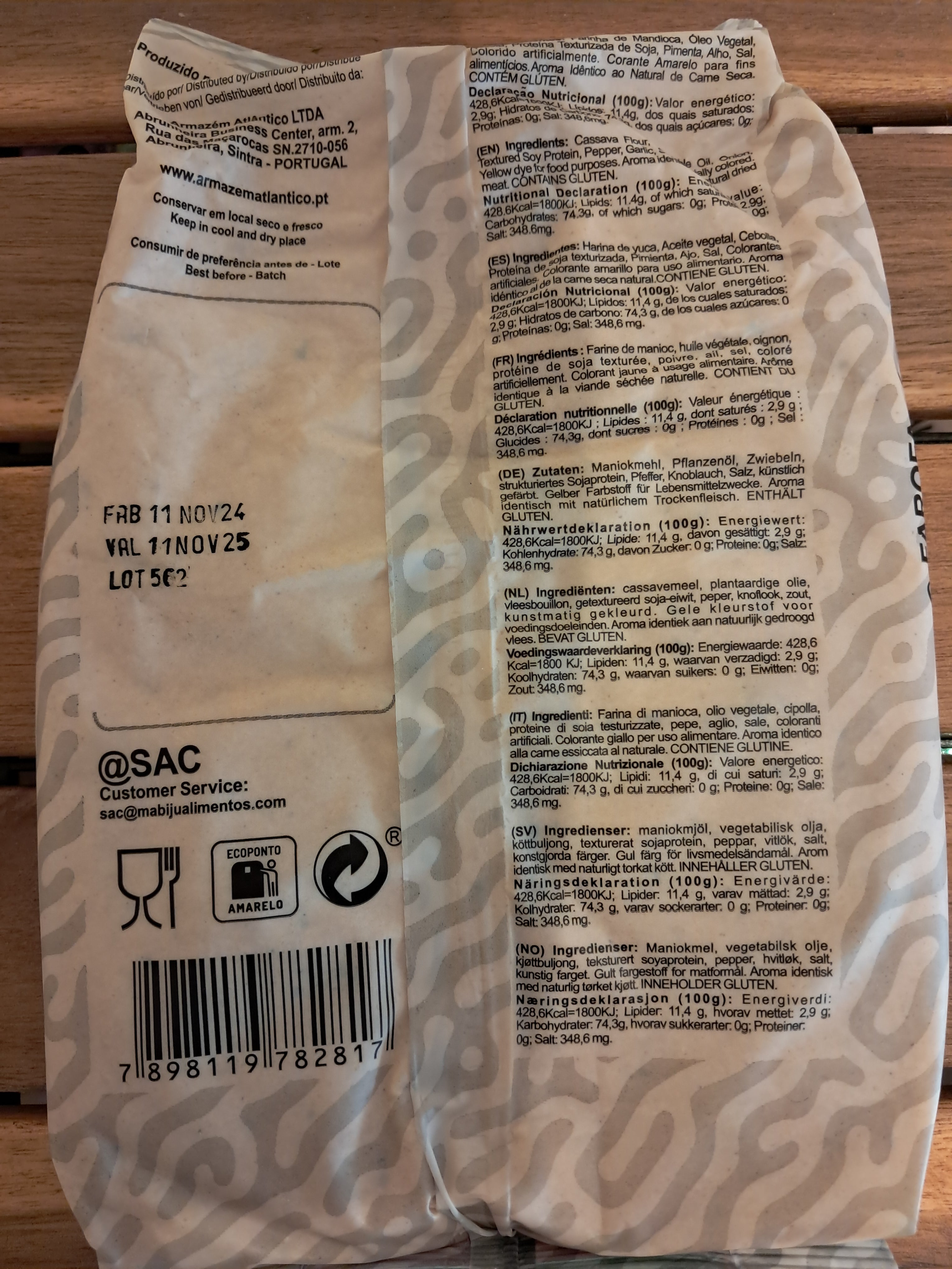 Farine de manioc assaisonnée goût viande séchée (Farofa Pronta de Mandioca Carne Seca Gourmet) - MABIJU - 350g