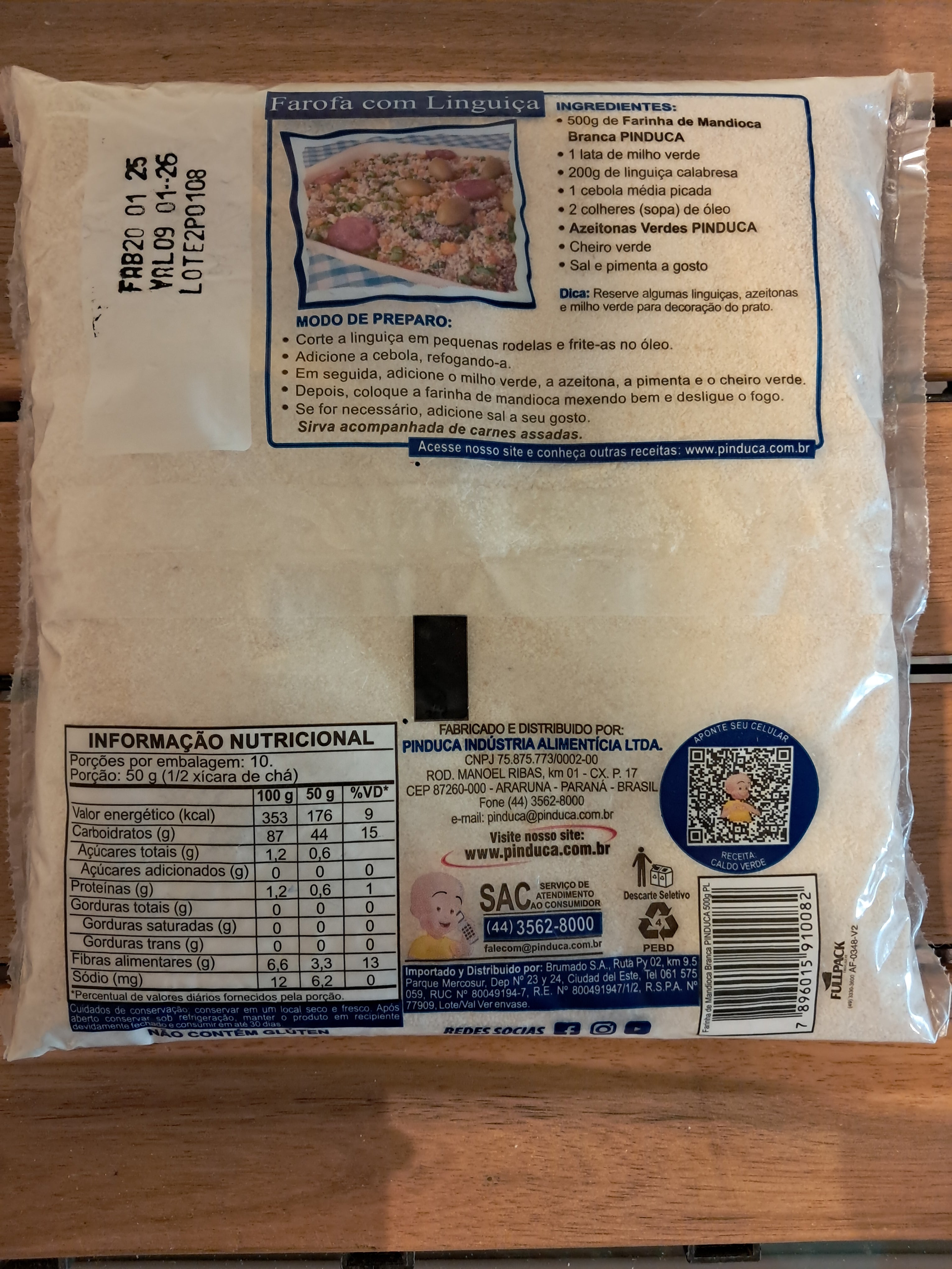 Farina di Manioca Cruda Bianca (Farinha de Mandioca Crua Branca) - PINDUCA - 500g
