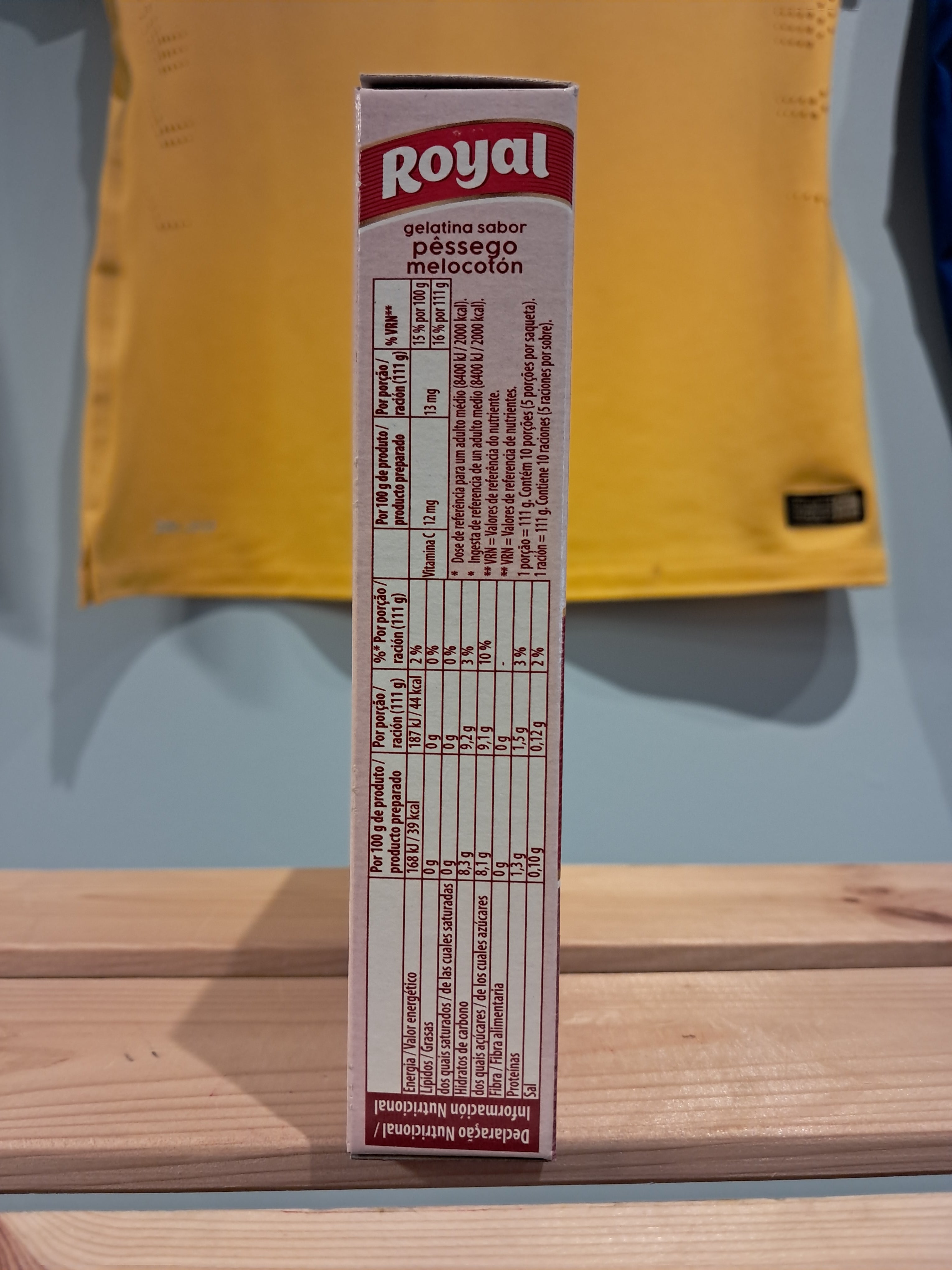 Gélatine en Poudre Saveur Pêche (Gelatina em Pó Pêssego) - ROYAL - 114g - Pct c/ 2 saquinhos