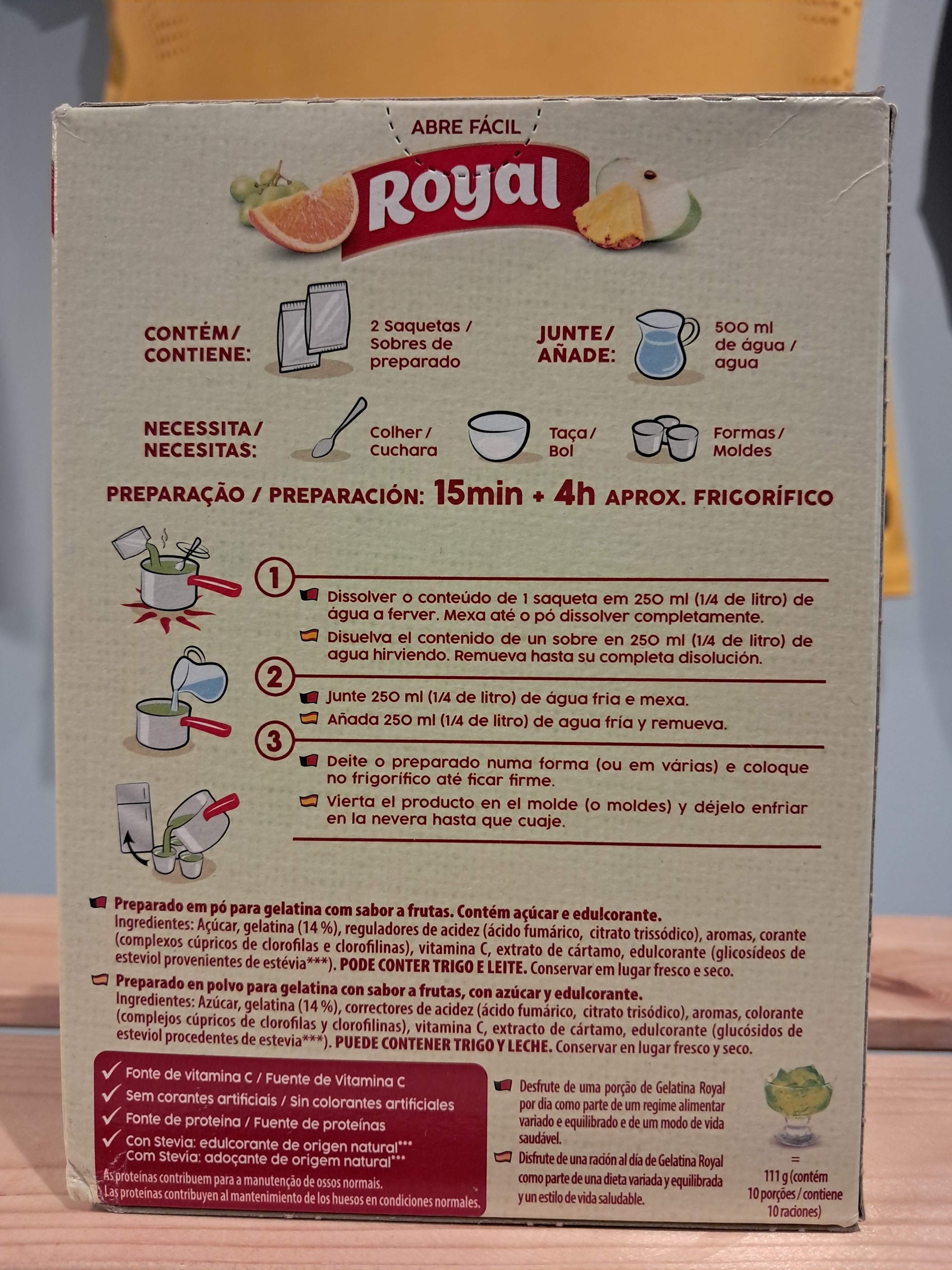 Gélatine en poudre saveur tutti frutti (Gelatina em Pó Tutti Frutti) - ROYAL - 114g - Pqt c/ 2 sachets
