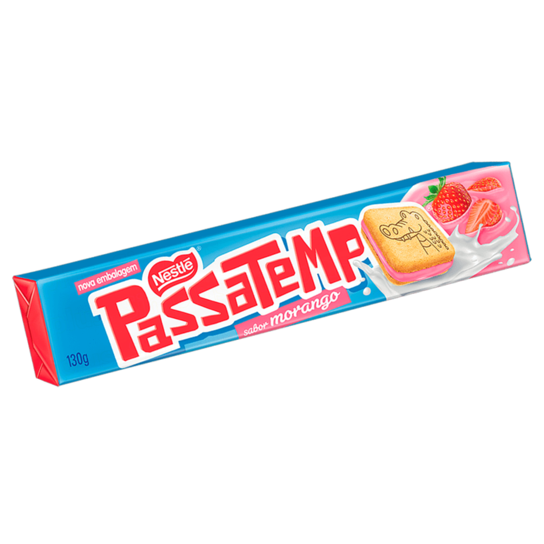 Bolacha Passatempo Morango (Biscuits Fourrés fraise “Passatempo”) - NESTLÉ - 130g - Mon Petit Brésil