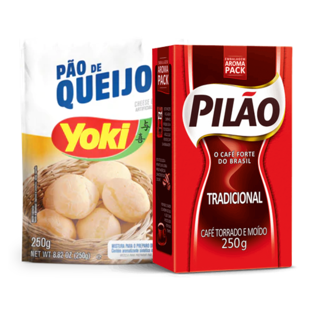 Combinazione Perfetta - Miscela per Pane al Formaggio - YOKI - 250g + Caffè Tradizionale - PILÃO - 250g