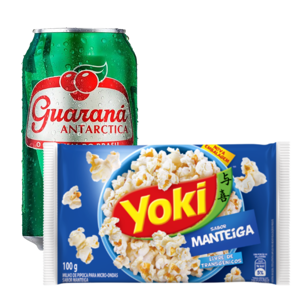 Perfect Combination - Guaraná Antarctica - 330ml + Microwave Popcorn Butter Flavor - YOKI - 100g