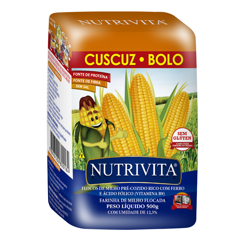 Flocos de Milho para Cuscuz (Flocons de couscous) - NUTRIVITA - 500g - Mon Petit Brésil
