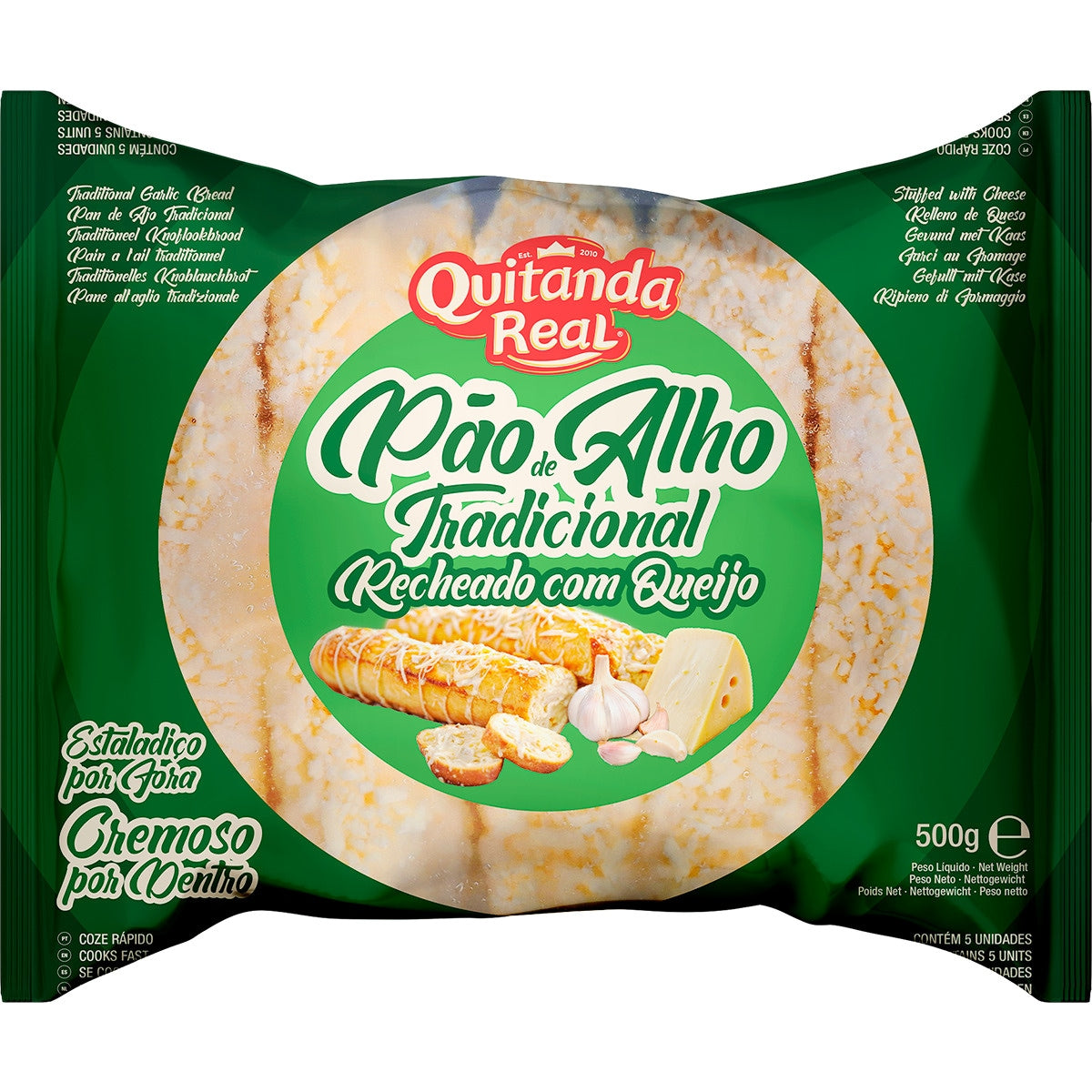 Traditional Cheese Garlic Bread - Frozen Product (Traditional Frozen Cheese Garlic Bread) - Quitanda Real - 500g