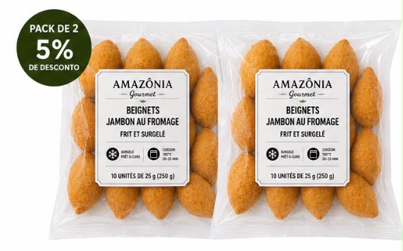 Golden ham and cheese fritters (Ham and cheese coxinha) – fried and frozen – Small pack – 10 units of 25 g (250 g)