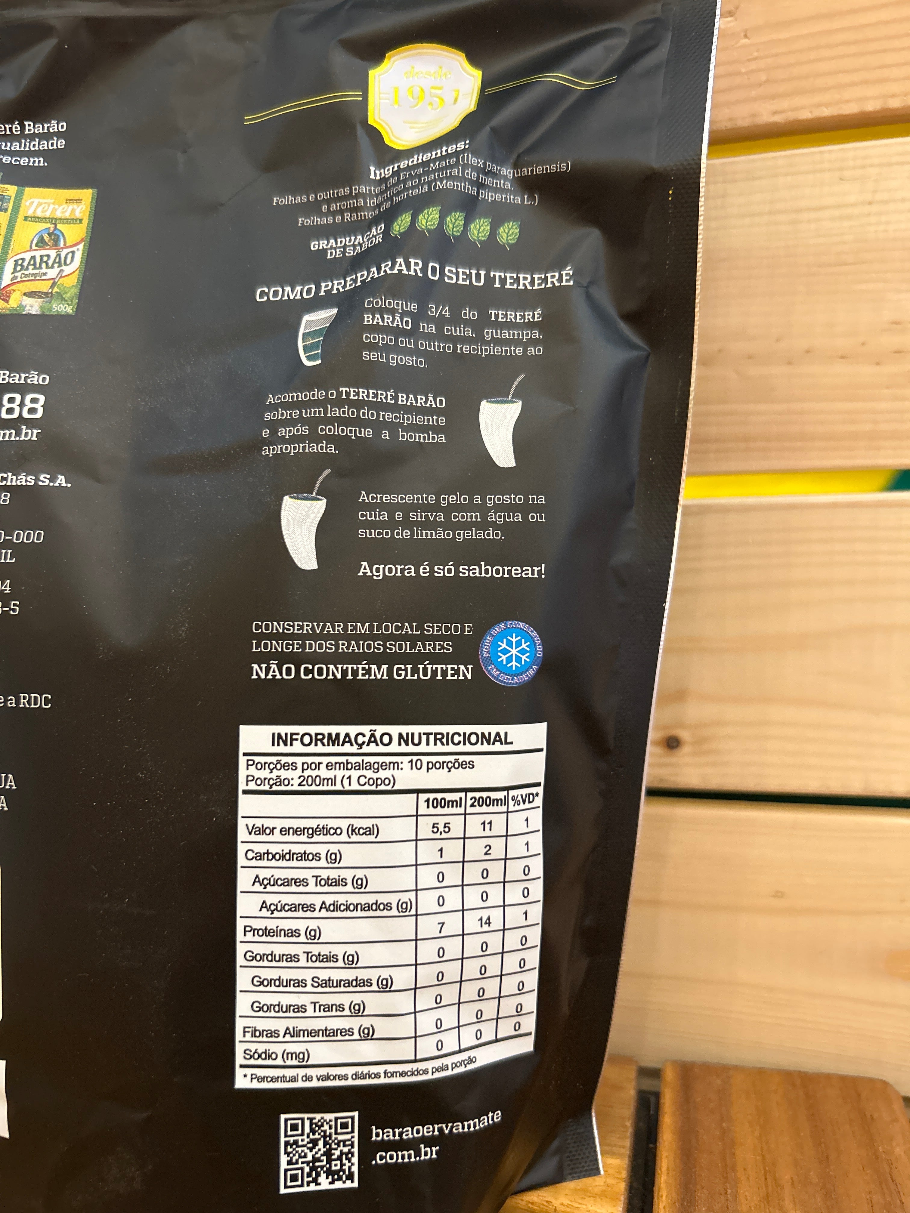 Yerba mate per Tereré sapore Menta piperita (Erva per Tereré Menta Black) BARÃO - 500g