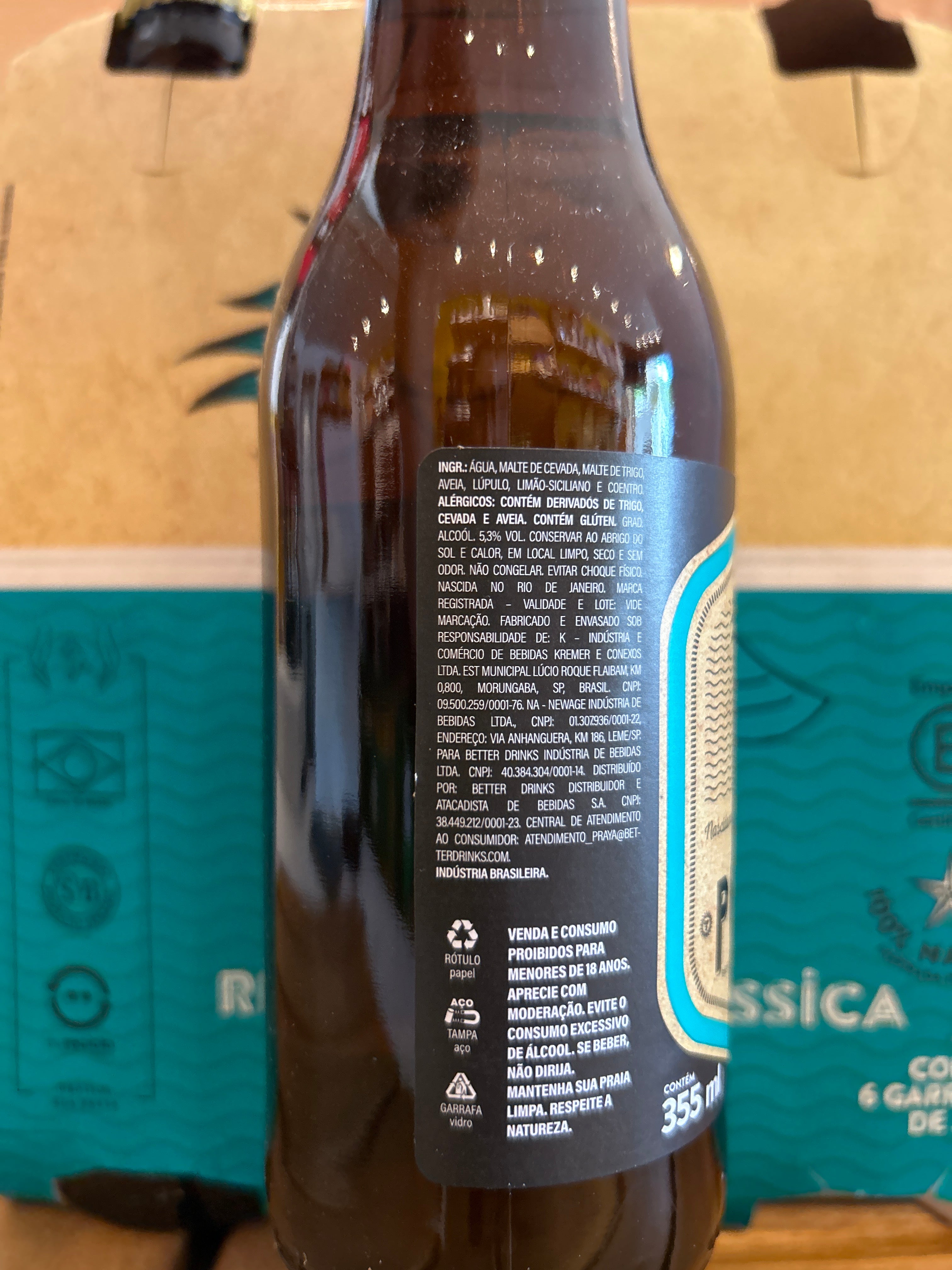 Pack de 6 unités - Bière brésilienne blanche PRAYA bouteille (Bière blanche - PRAYA) - Bouteille 355 ml - Praya