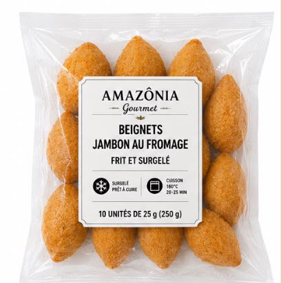 Golden ham and cheese fritters (Ham and cheese coxinha) – fried and frozen – Small pack – 10 units of 25 g (250 g)