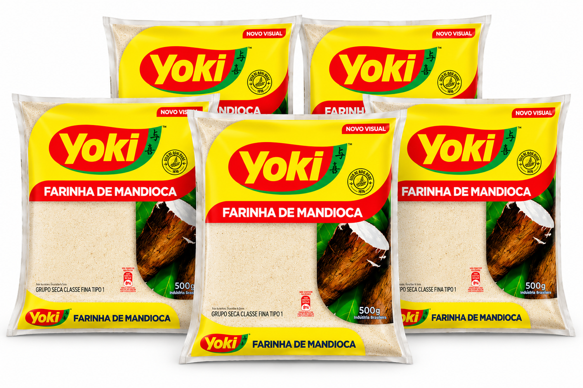 Combo - Farine de Manioc Cru (Farinha de Mandioca Crua) - YOKI - 500g - 5 unidades