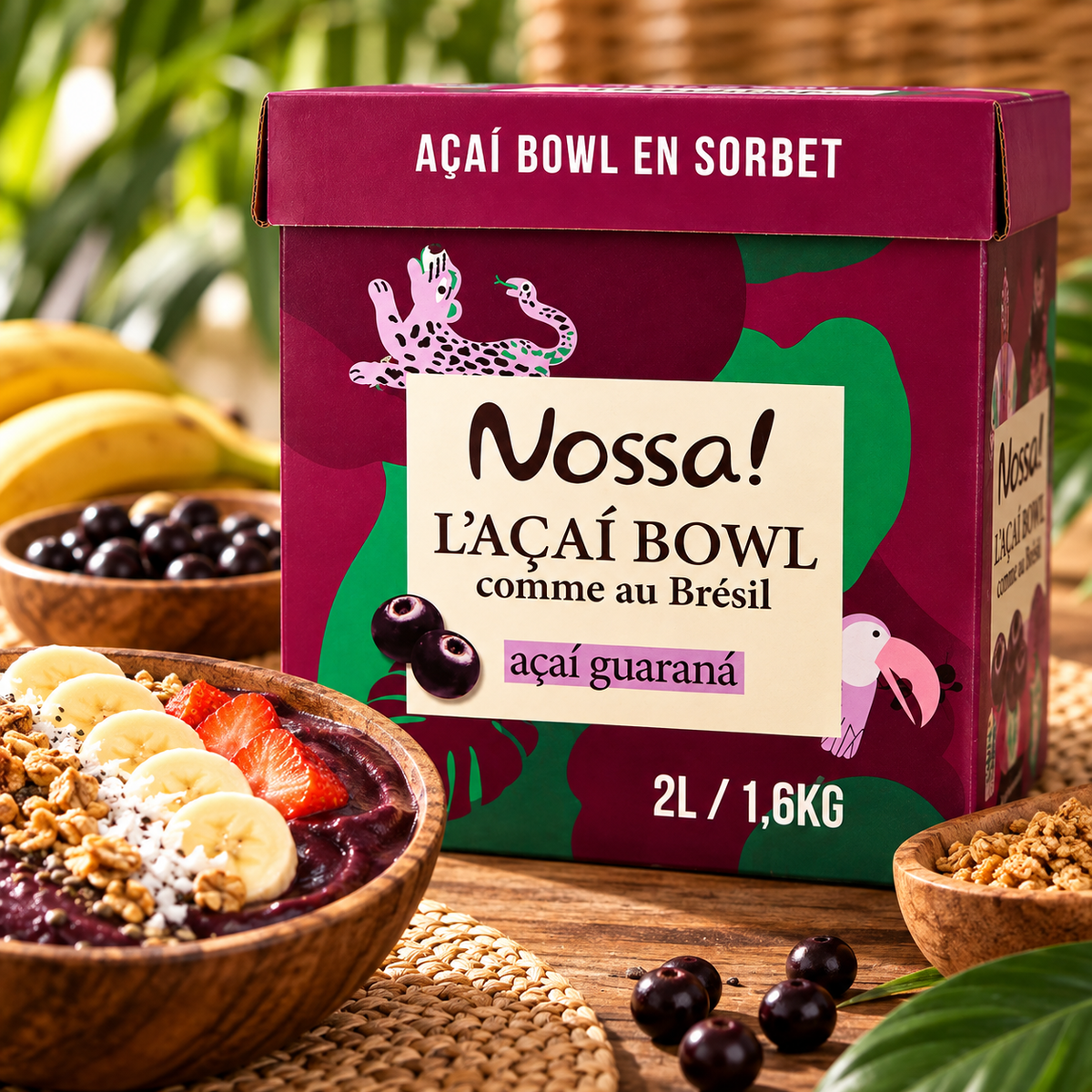 Açaí Bowl en Sorbet – Açaí Guaraná (Açaí Bowl com Guaraná) – Nossa! – 2 L / 1,6 kg