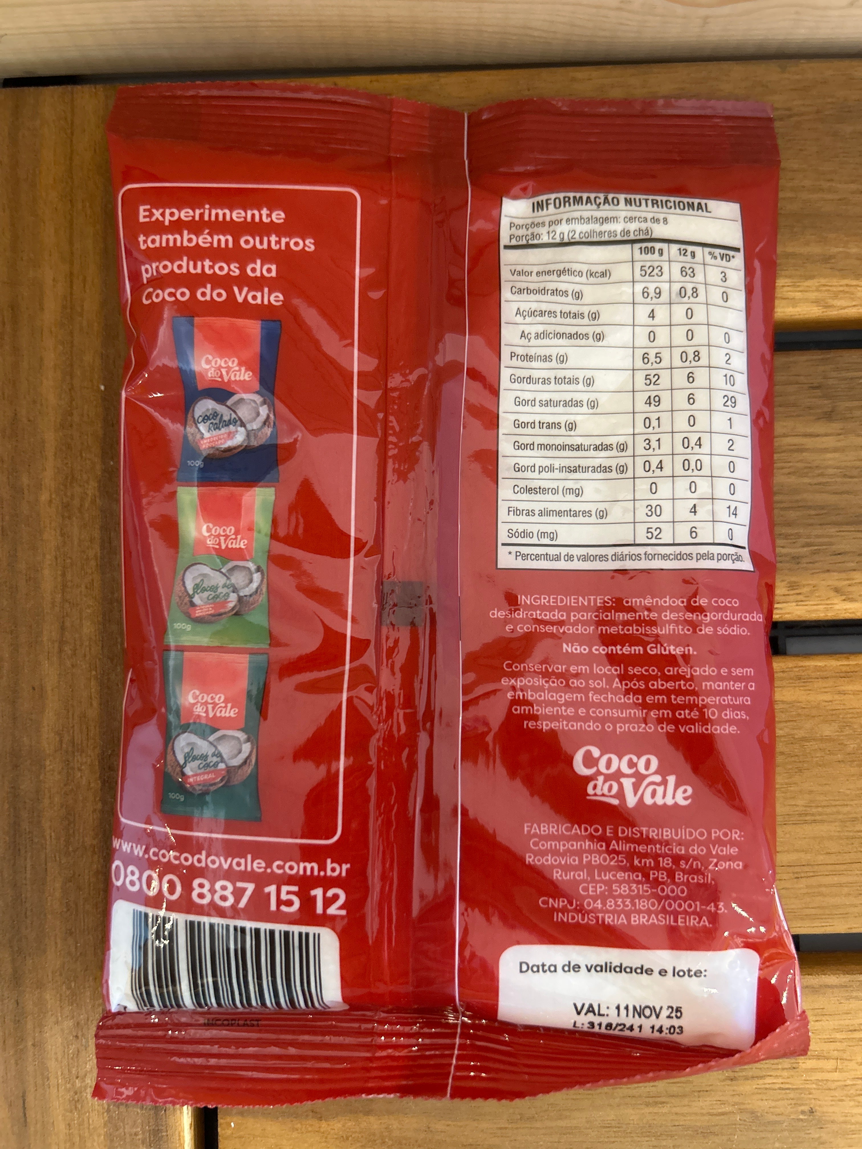 Shredded coconut (Coco Ralado) - COCO DO VALE - 100g