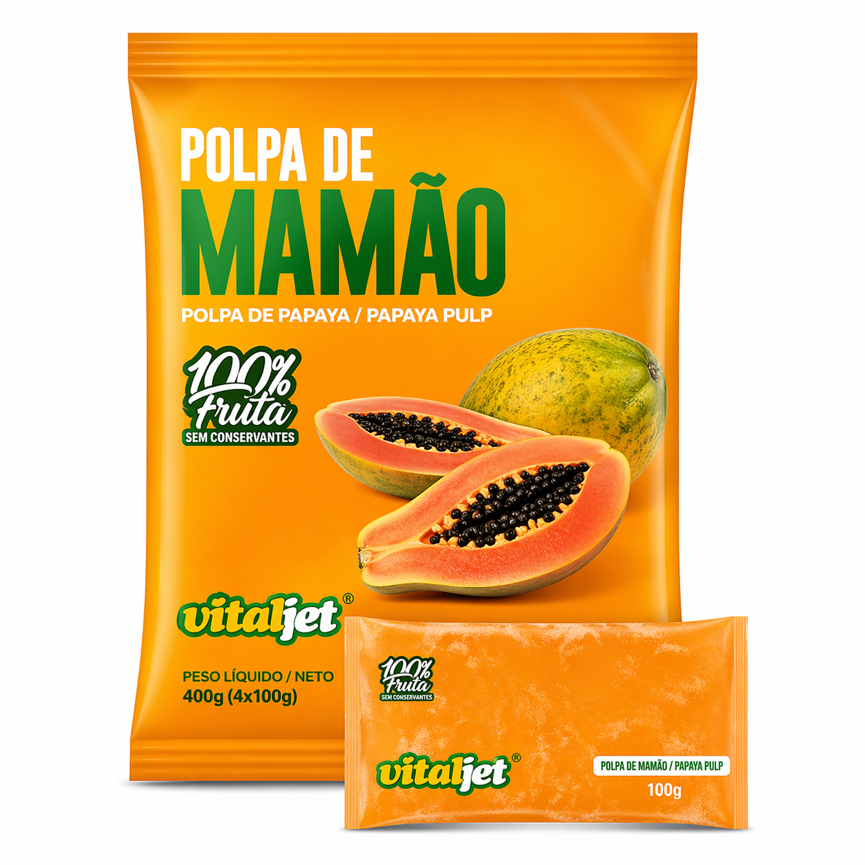Pulpe de Papaye (Polpa de Mamão) - VITALJET - 4x100g