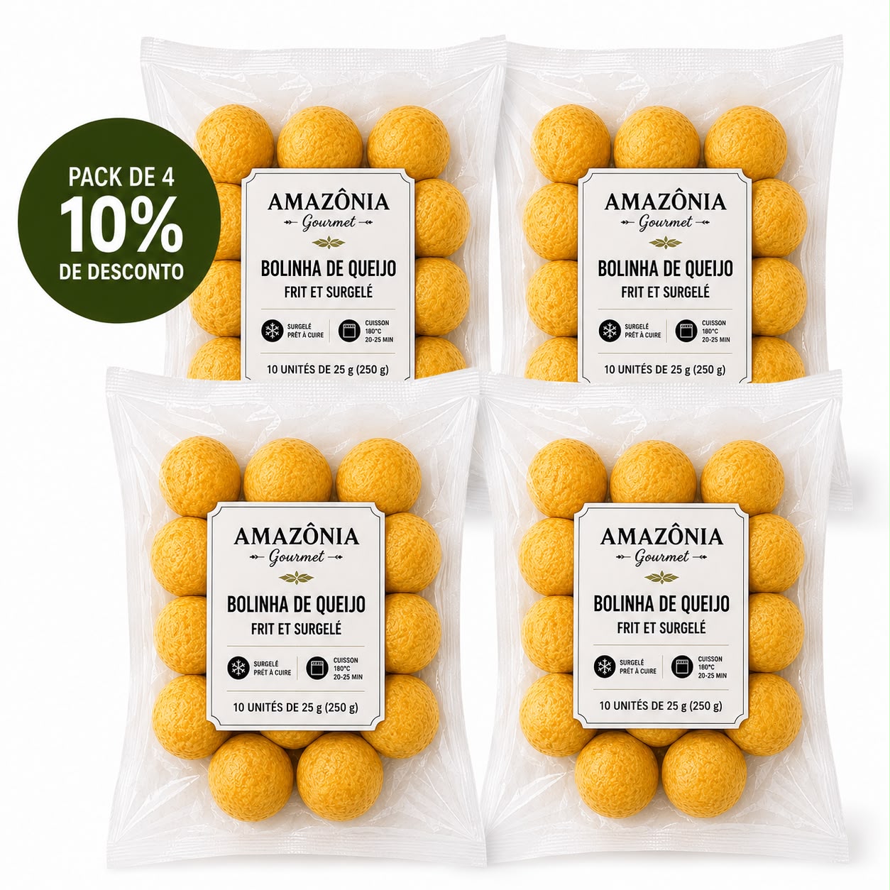 Cheese bites (Bolinha de Queijo) – fried and frozen – Pack of 4 – 40 units of 25 g (1 kg)
