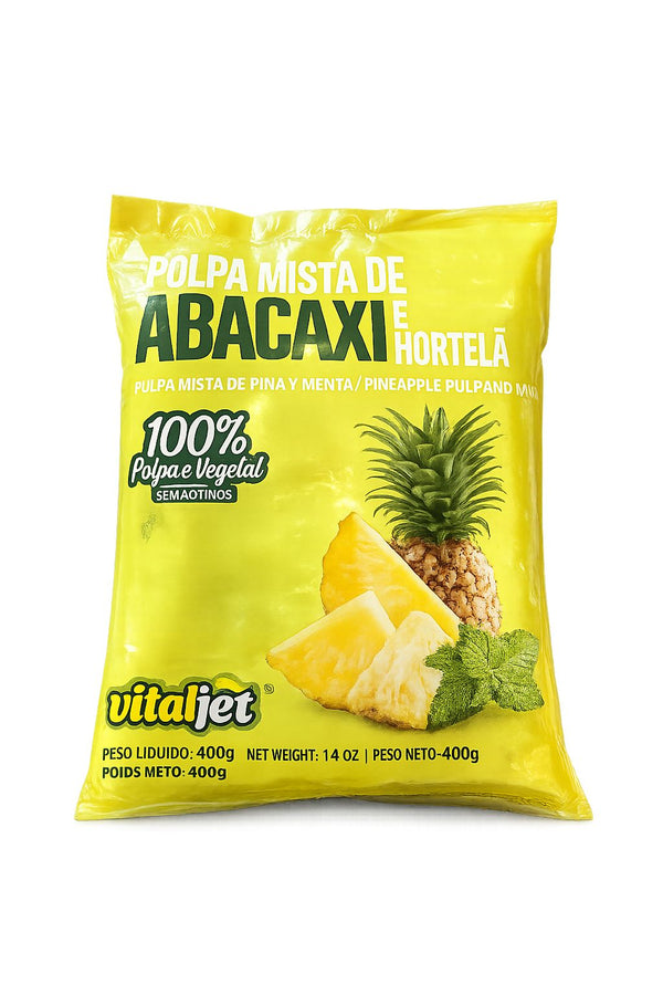 Pulpe d’Ananas à la Menthe (Polpa de Abacaxi com Hortelã) - VITALJET - 4x100g