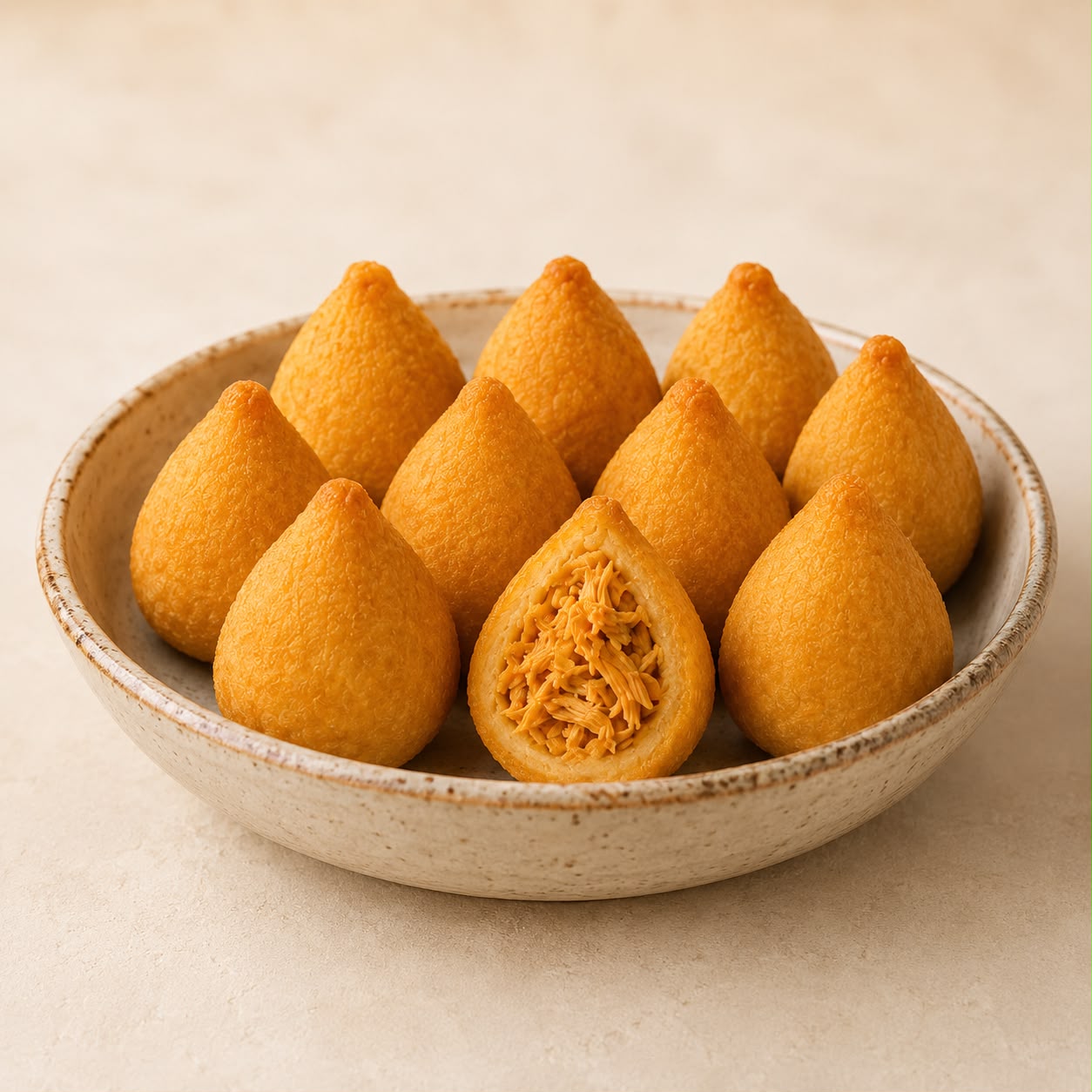 Beignets dorés au poulet effiloché (Coxinha de Frango) – frits et surgelés – 10 unités de 25 g (250 g)